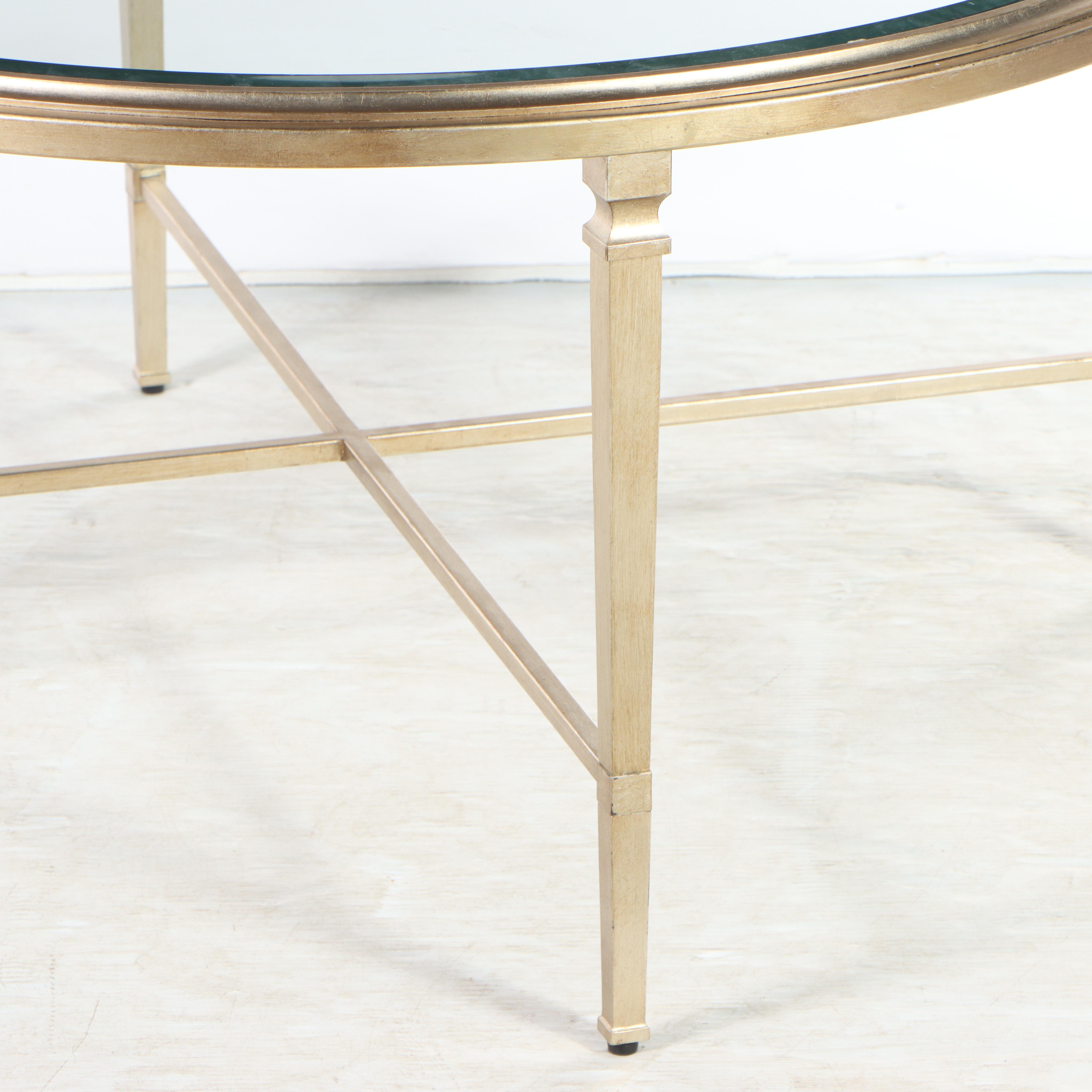 Ethan Allen "Herron" Champagne Finish Round Coffee Table