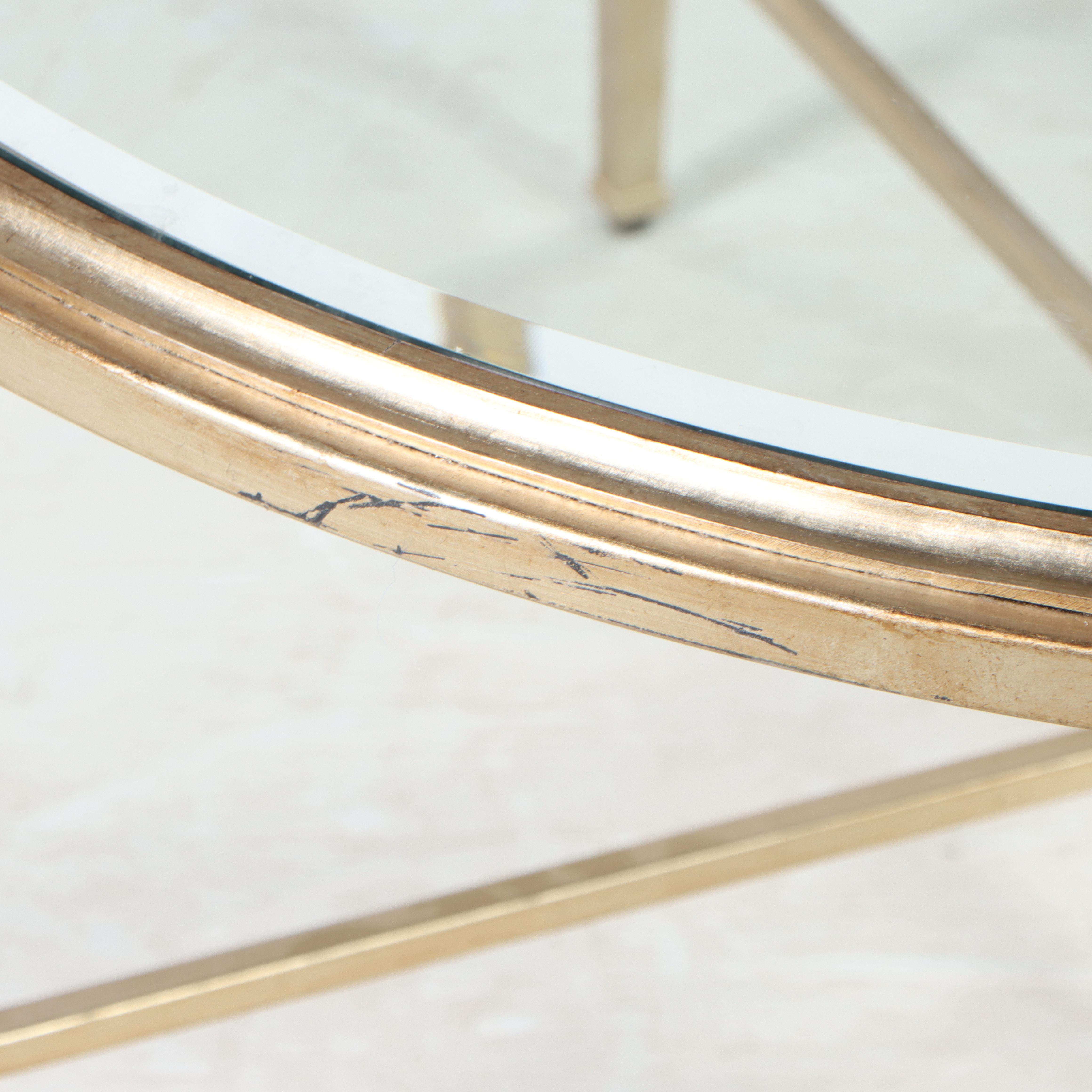 Ethan Allen "Herron" Champagne Finish Round Coffee Table