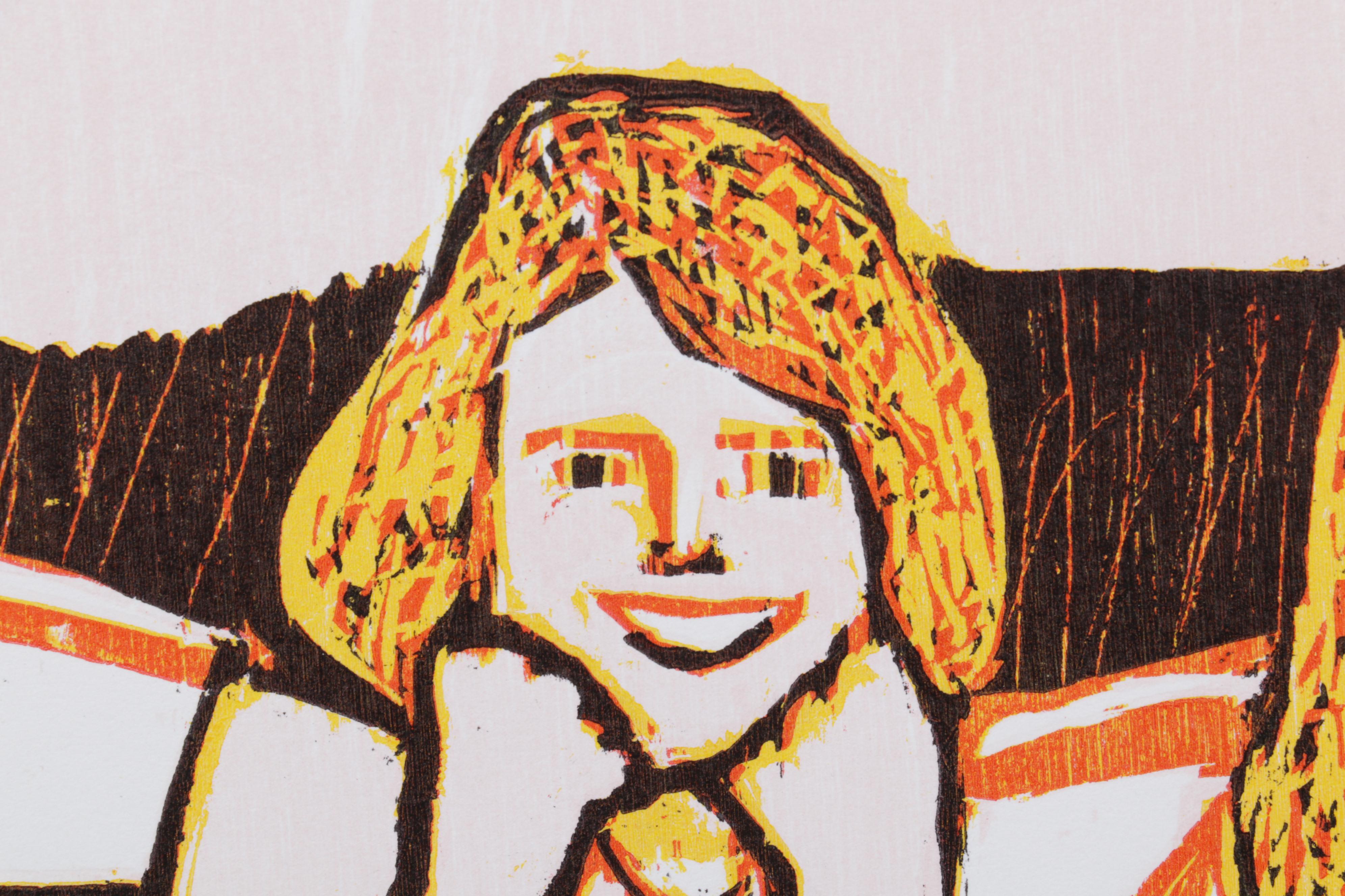 Sidney Chafetz Woodcut "This Year's Squad," 1990