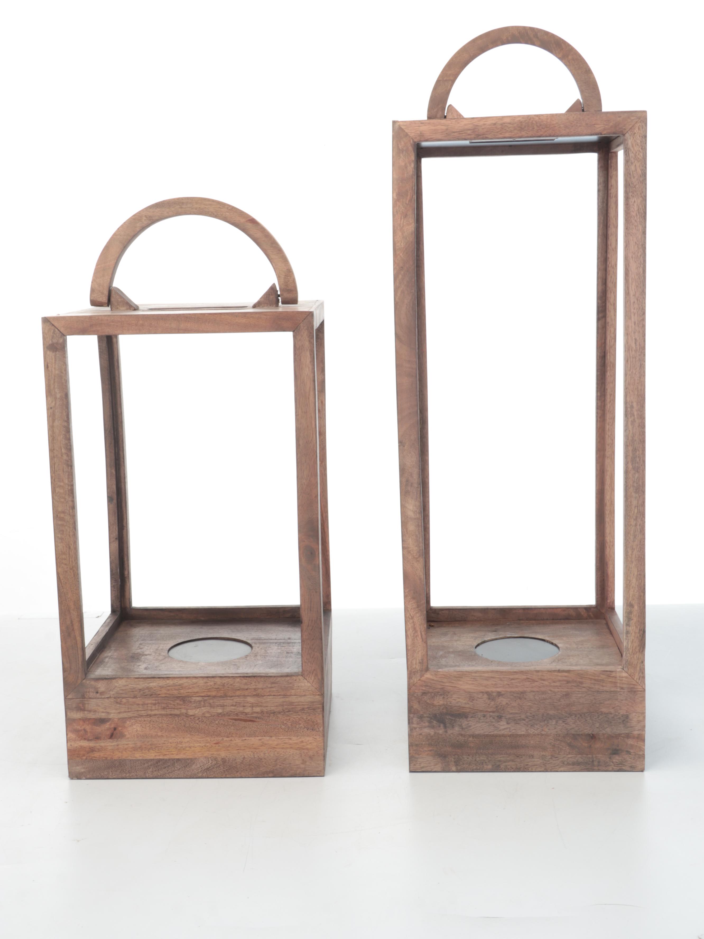 Williams-Sonoma Wooden Lanterns with L& L Electric Candles