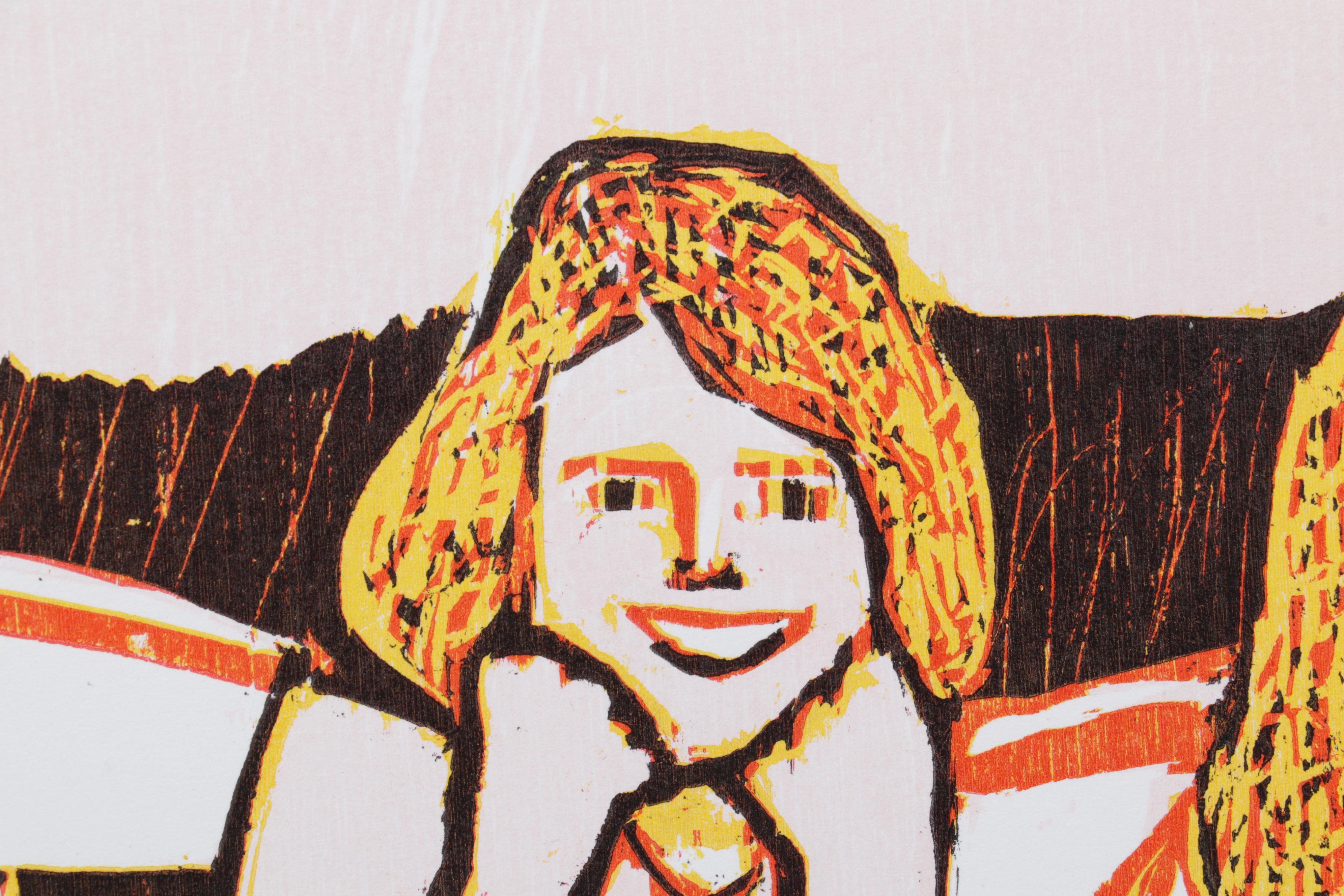 Sidney Chafetz Woodcut "This Year's Squad," 1990