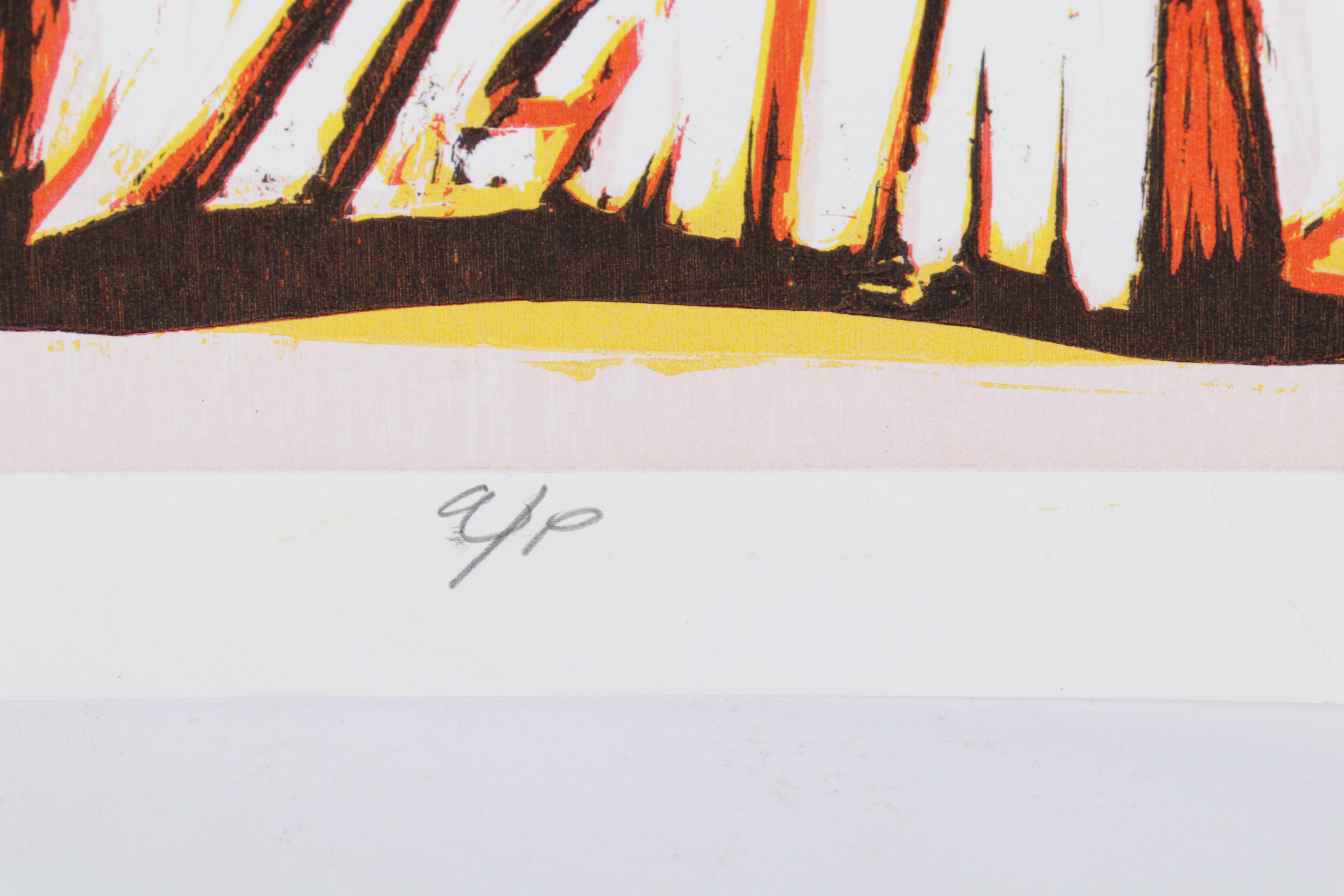 Sidney Chafetz Woodcut "This Year's Squad," 1990