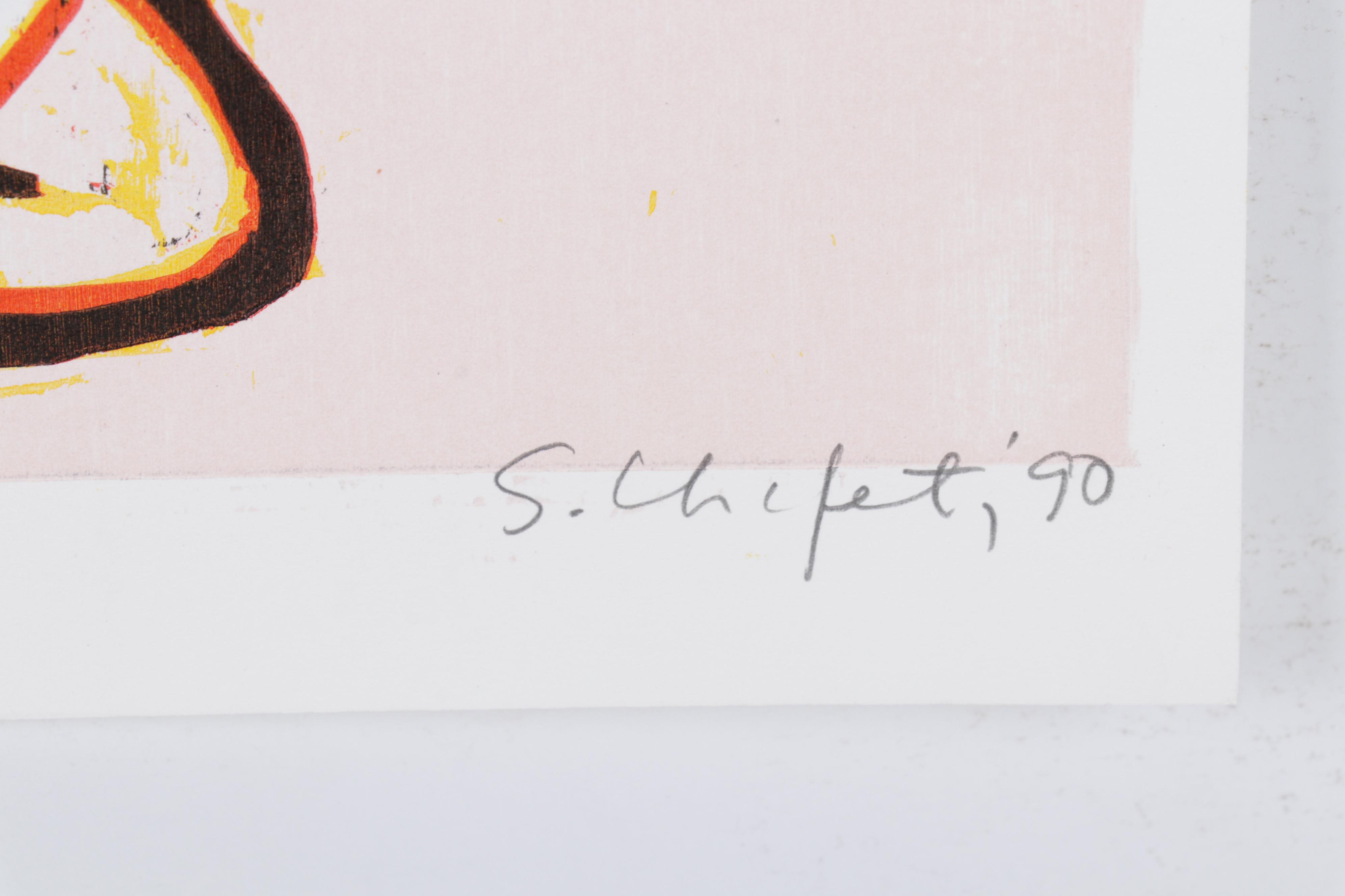 Sidney Chafetz Woodcut "This Year's Squad," 1990