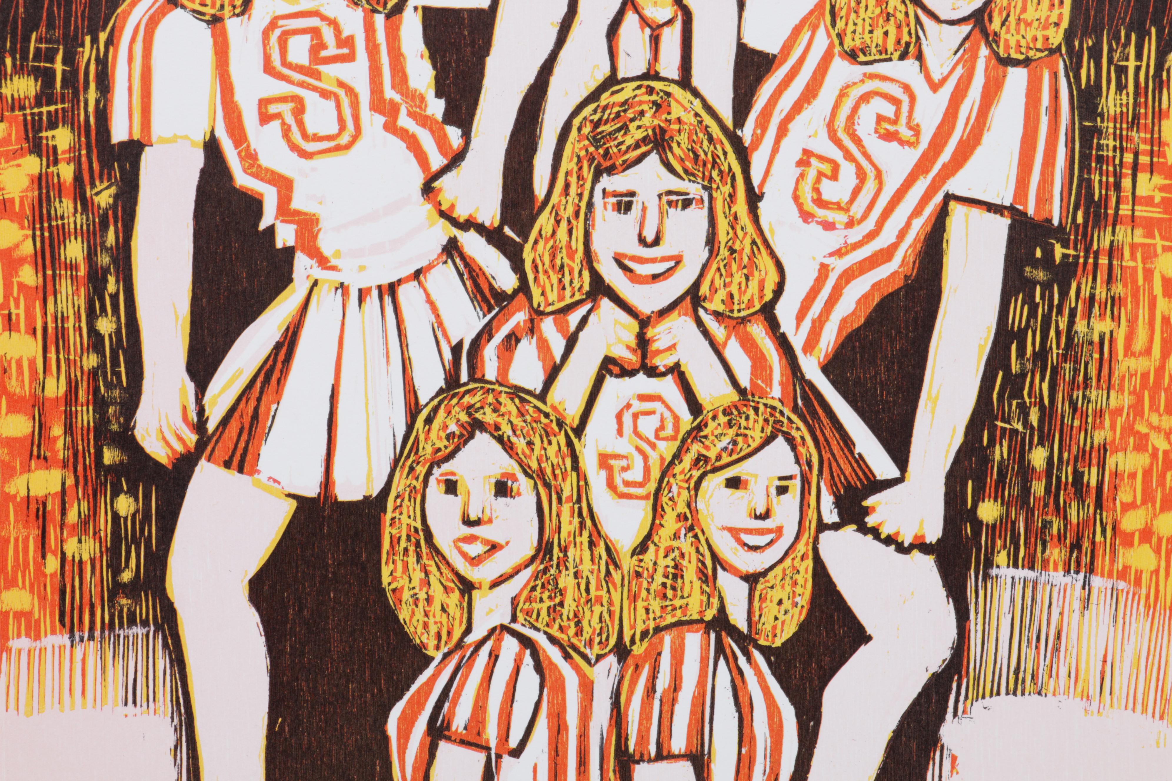 Sidney Chafetz Woodcut "This Year's Squad," 1990