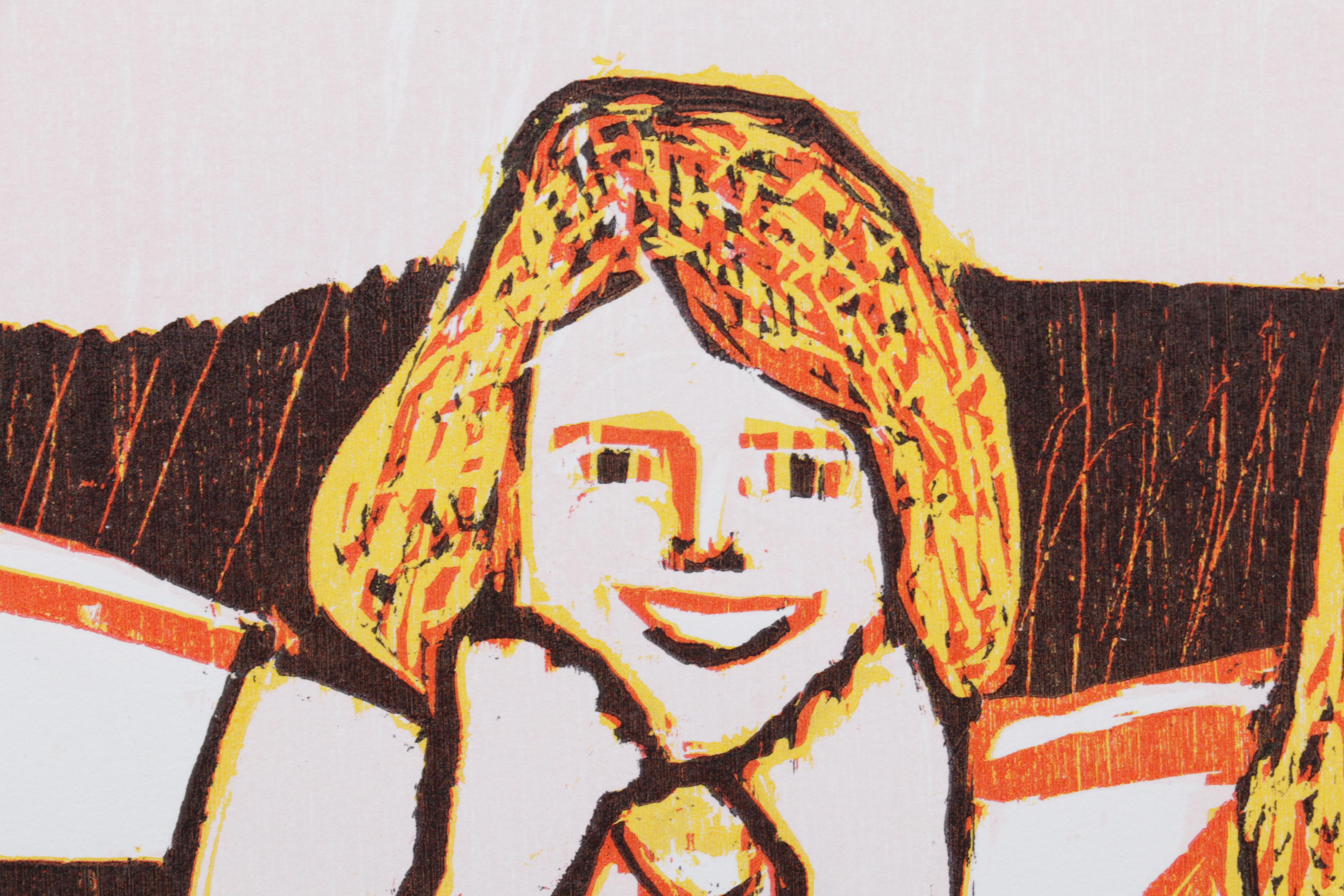 Sidney Chafetz Woodcut "This Year's Squad," 1990