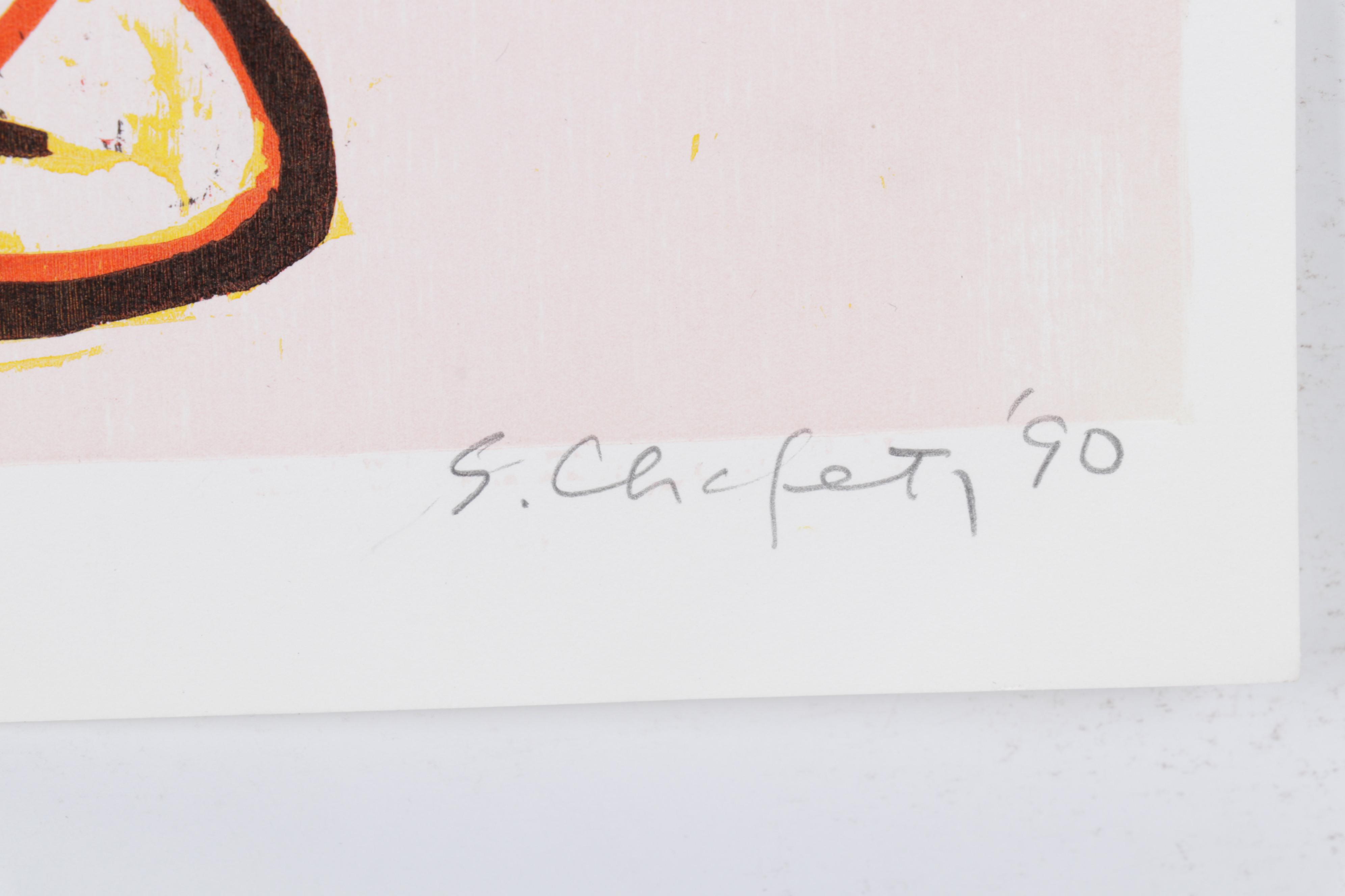 Sidney Chafetz Woodcut "This Year's Squad," 1990