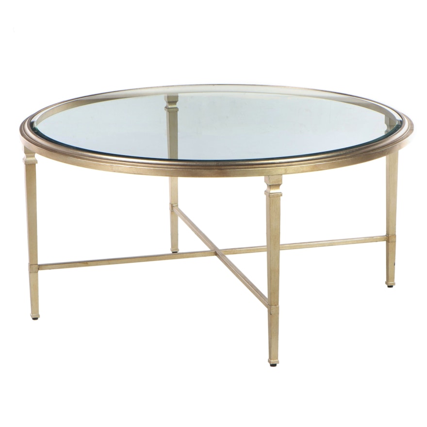 Ethan Allen "Herron" Champagne Finish Round Coffee Table