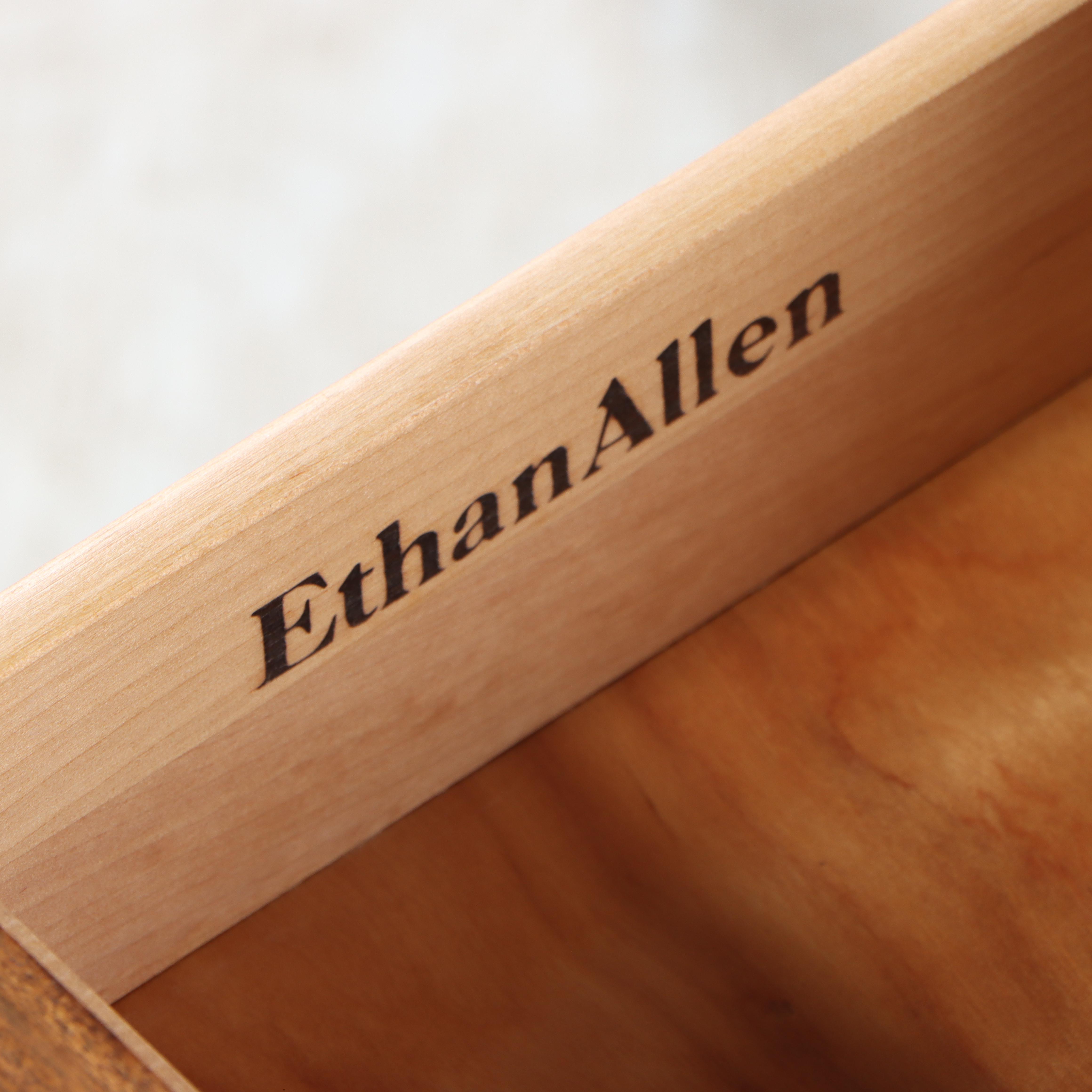 Ethan Allen "Country French Collection" Drop Leaf Fruitwood-Stained Side Tables