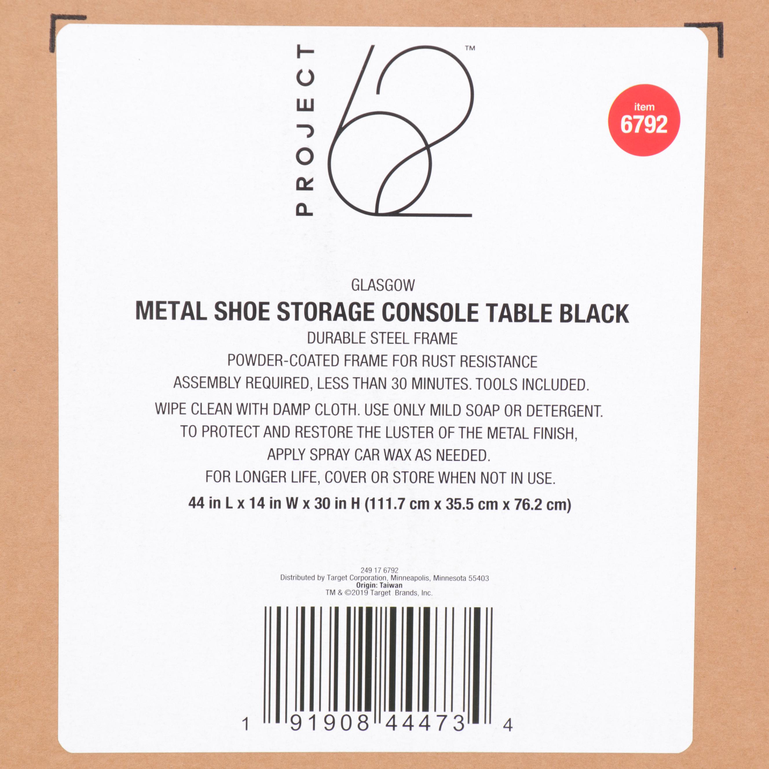 Project 62 Glasgow Black Metal Shoe Storage Console Table