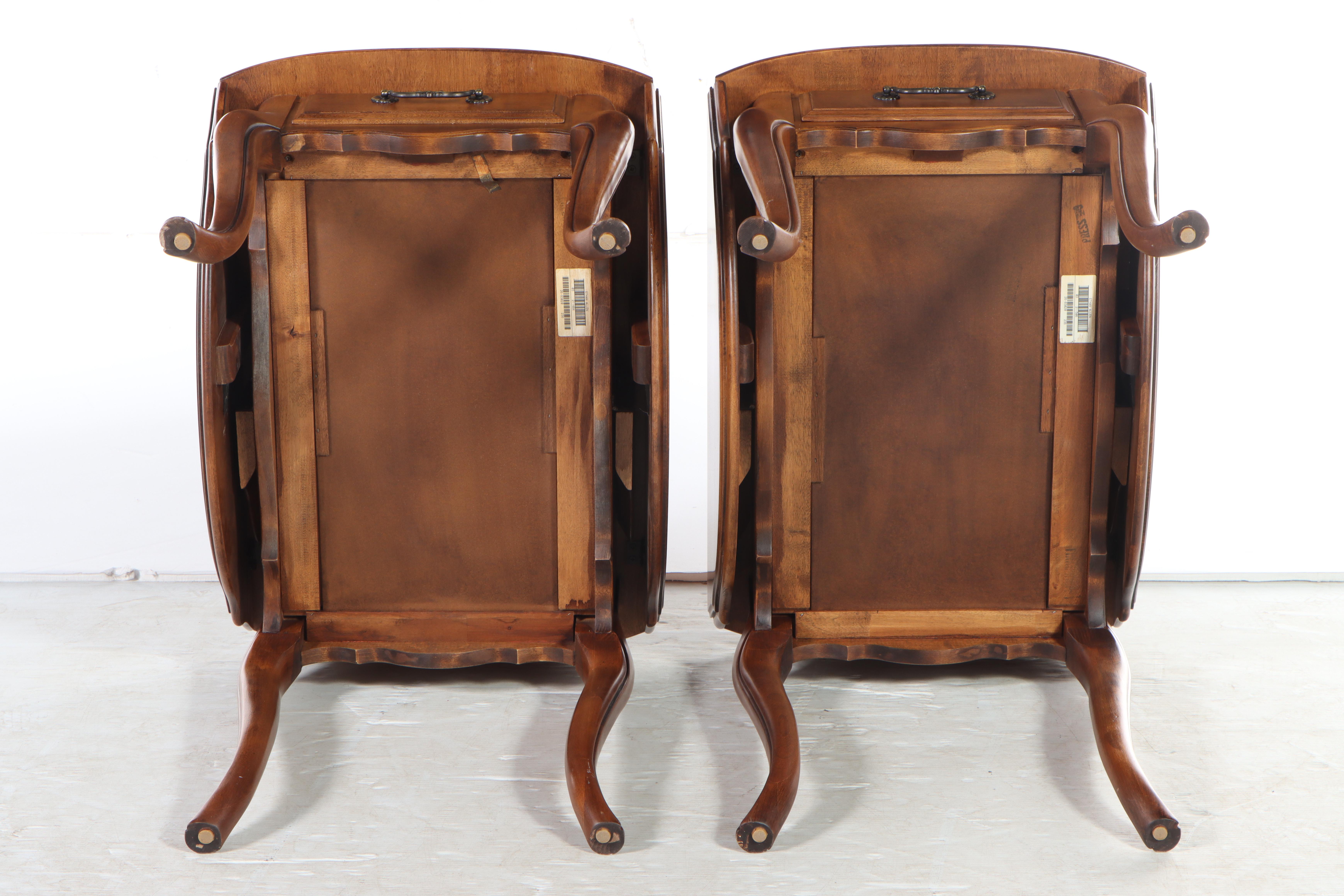 Ethan Allen "Country French Collection" Drop Leaf Fruitwood-Stained Side Tables