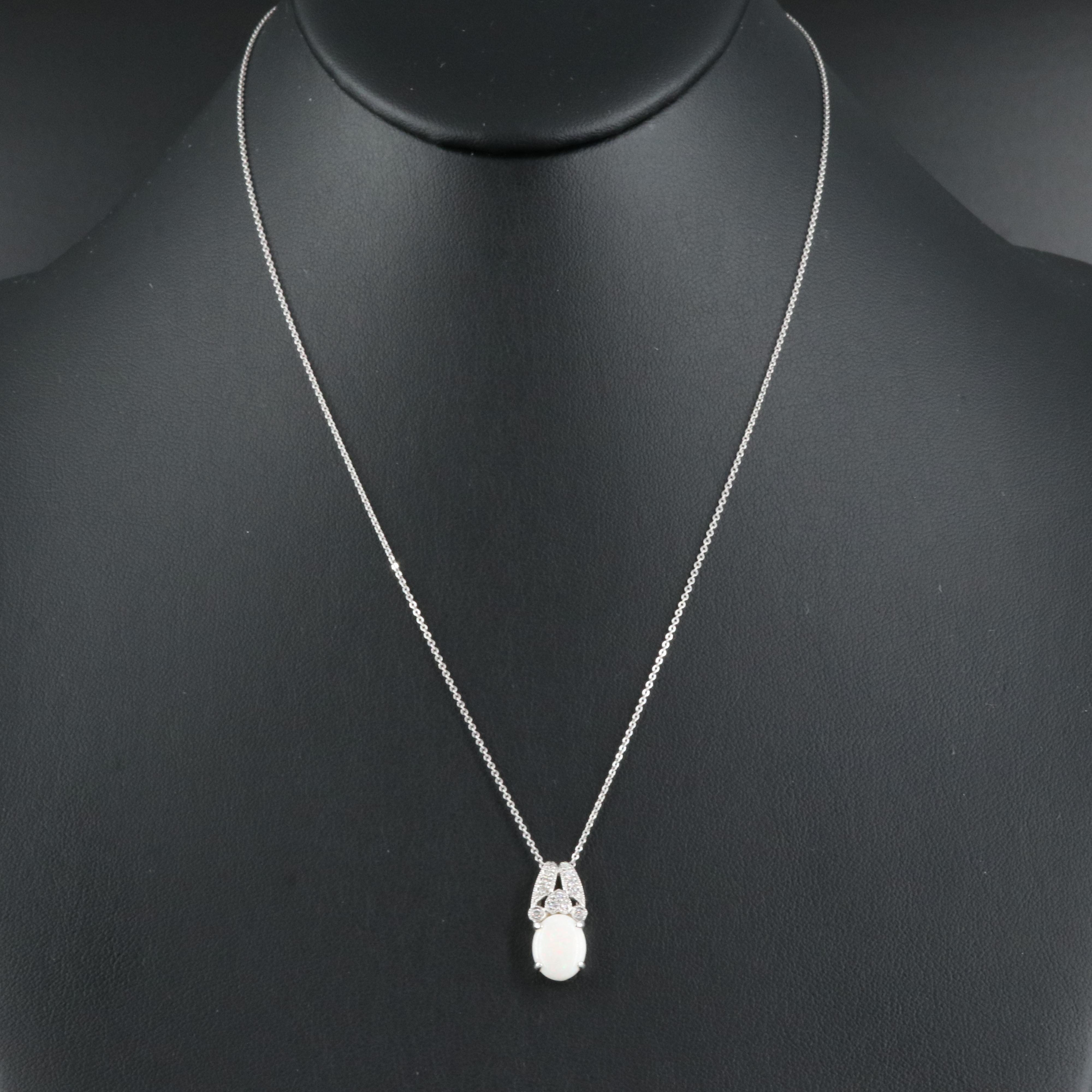 14K Opal and Diamond Pendant Necklace