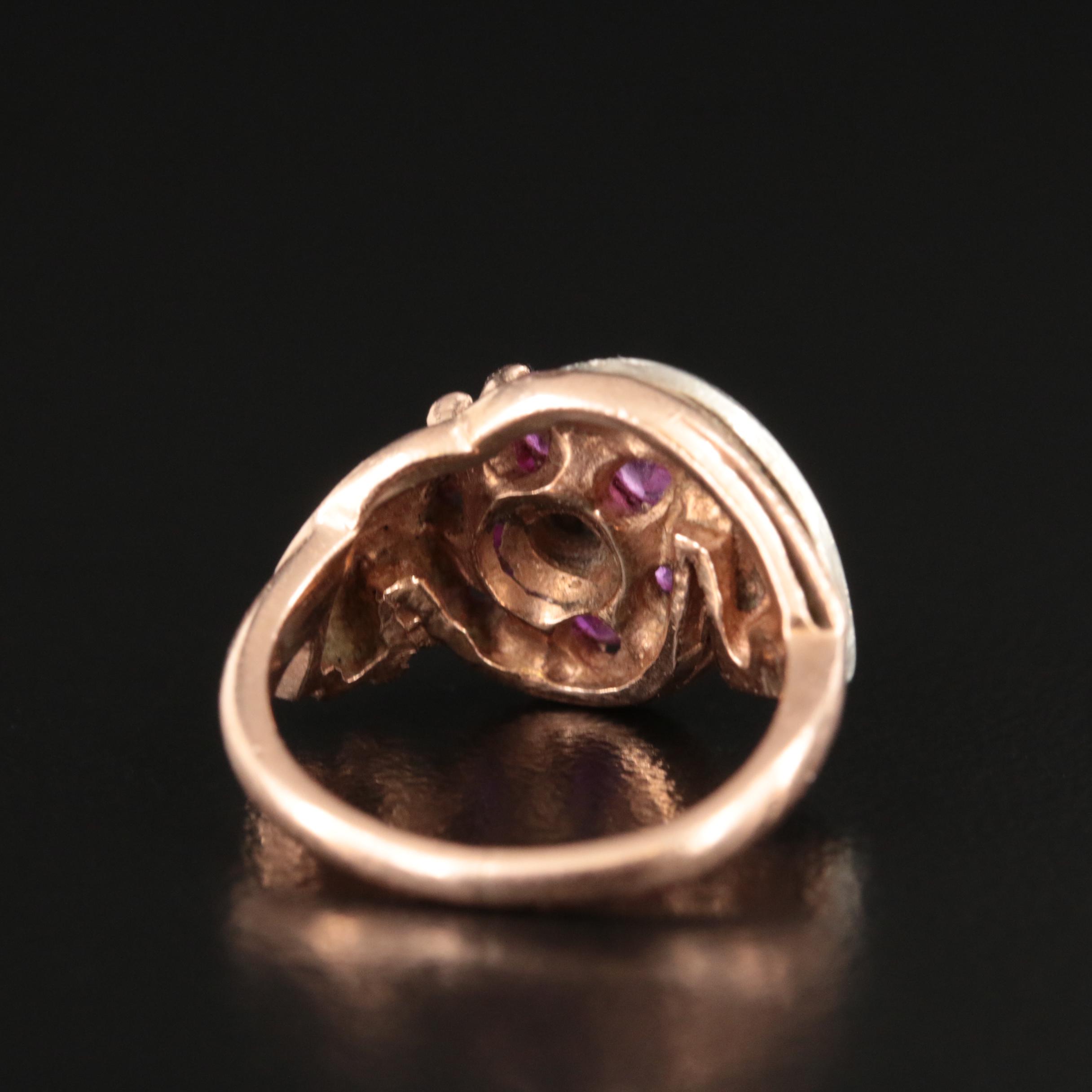 Retro 14K Ruby and Diamond Ring