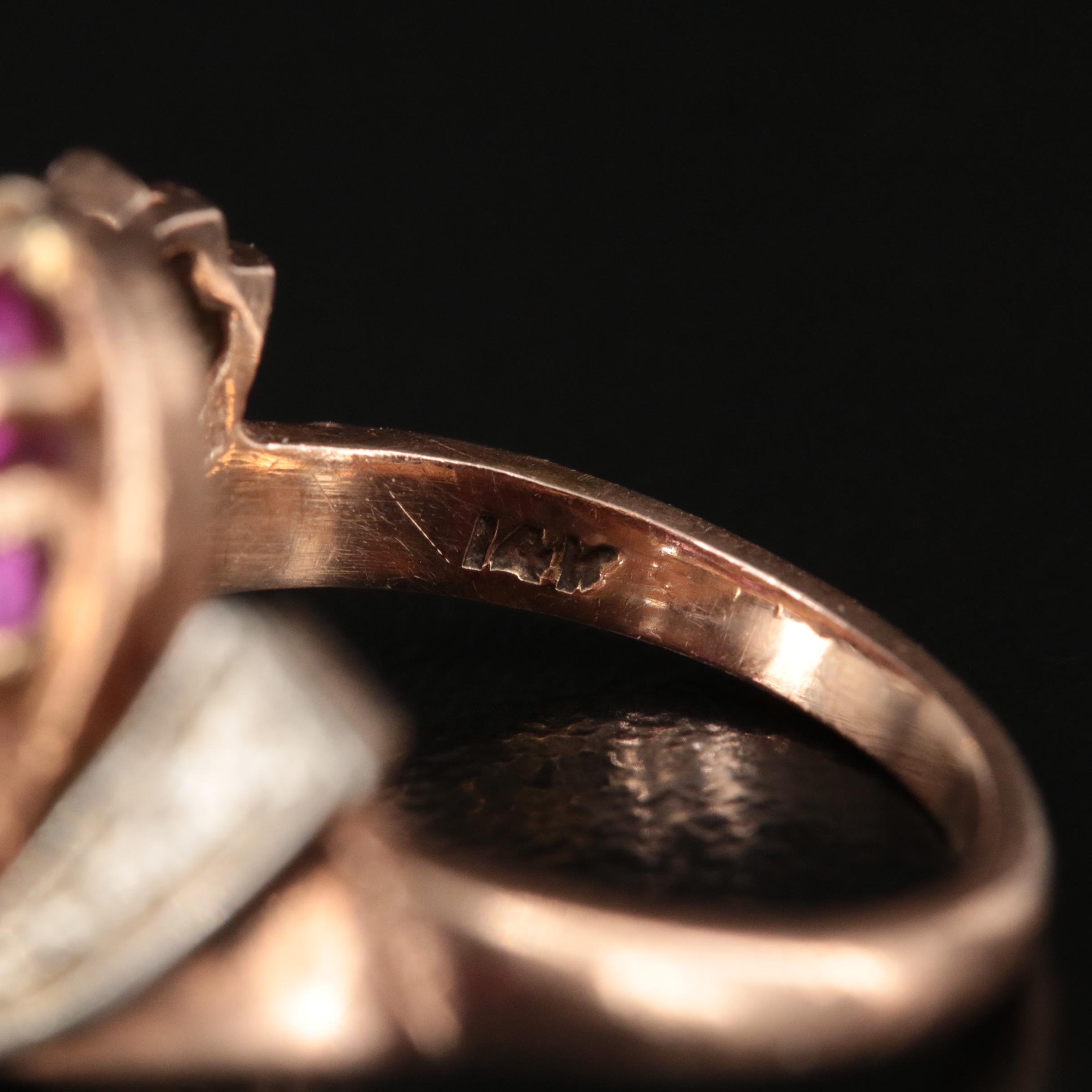 Retro 14K Ruby and Diamond Ring