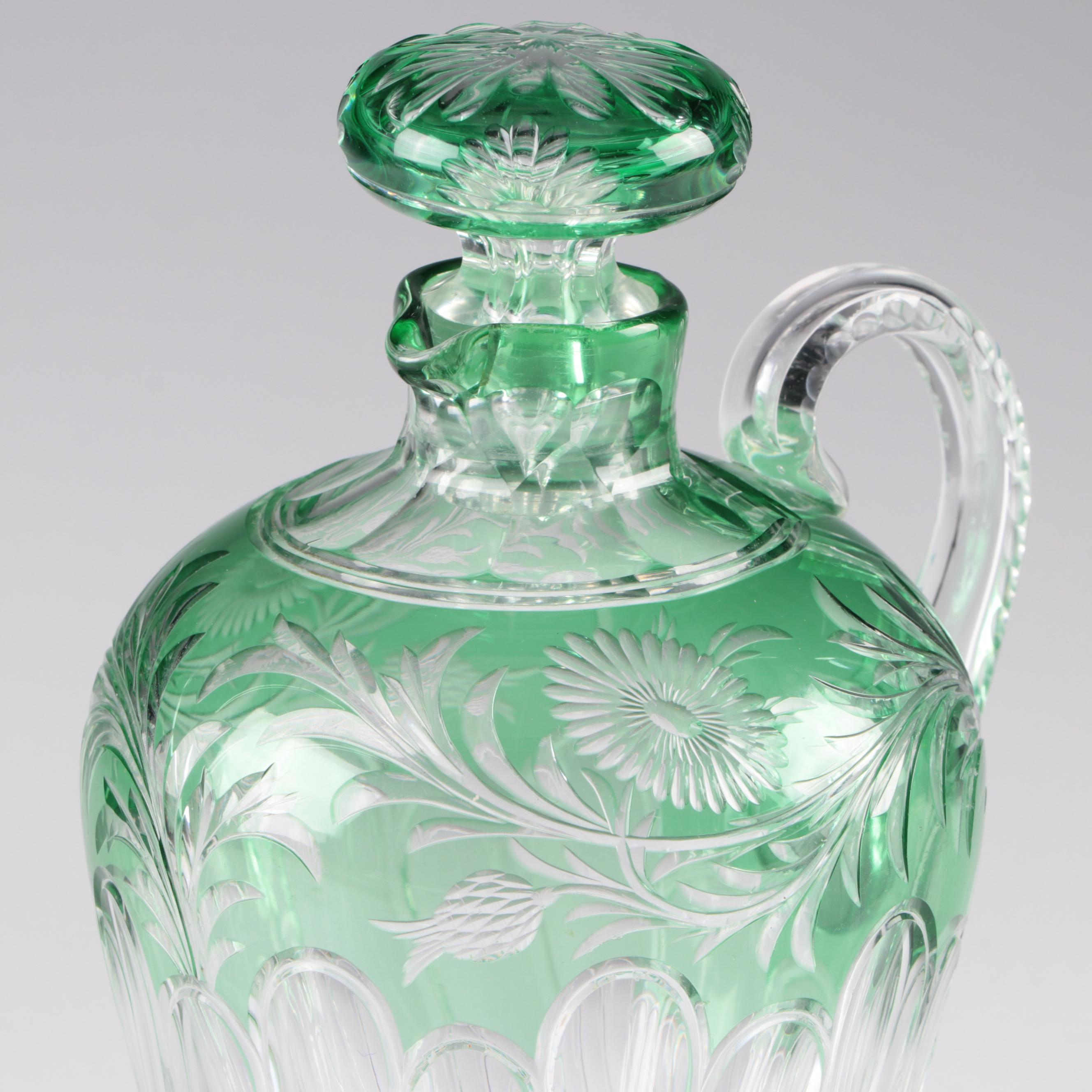 Stevens & Williams Brilliant Period Emerald Cut to Clear Glass Jug