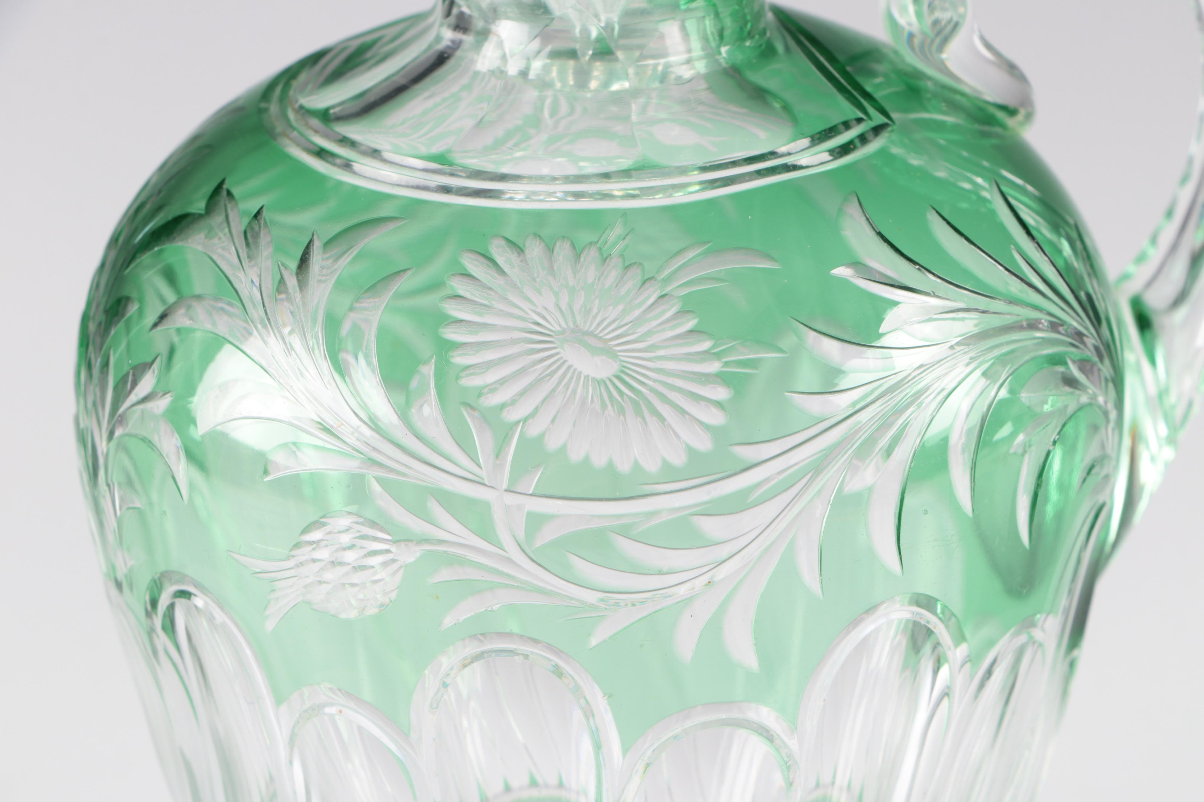 Stevens & Williams Brilliant Period Emerald Cut to Clear Glass Jug