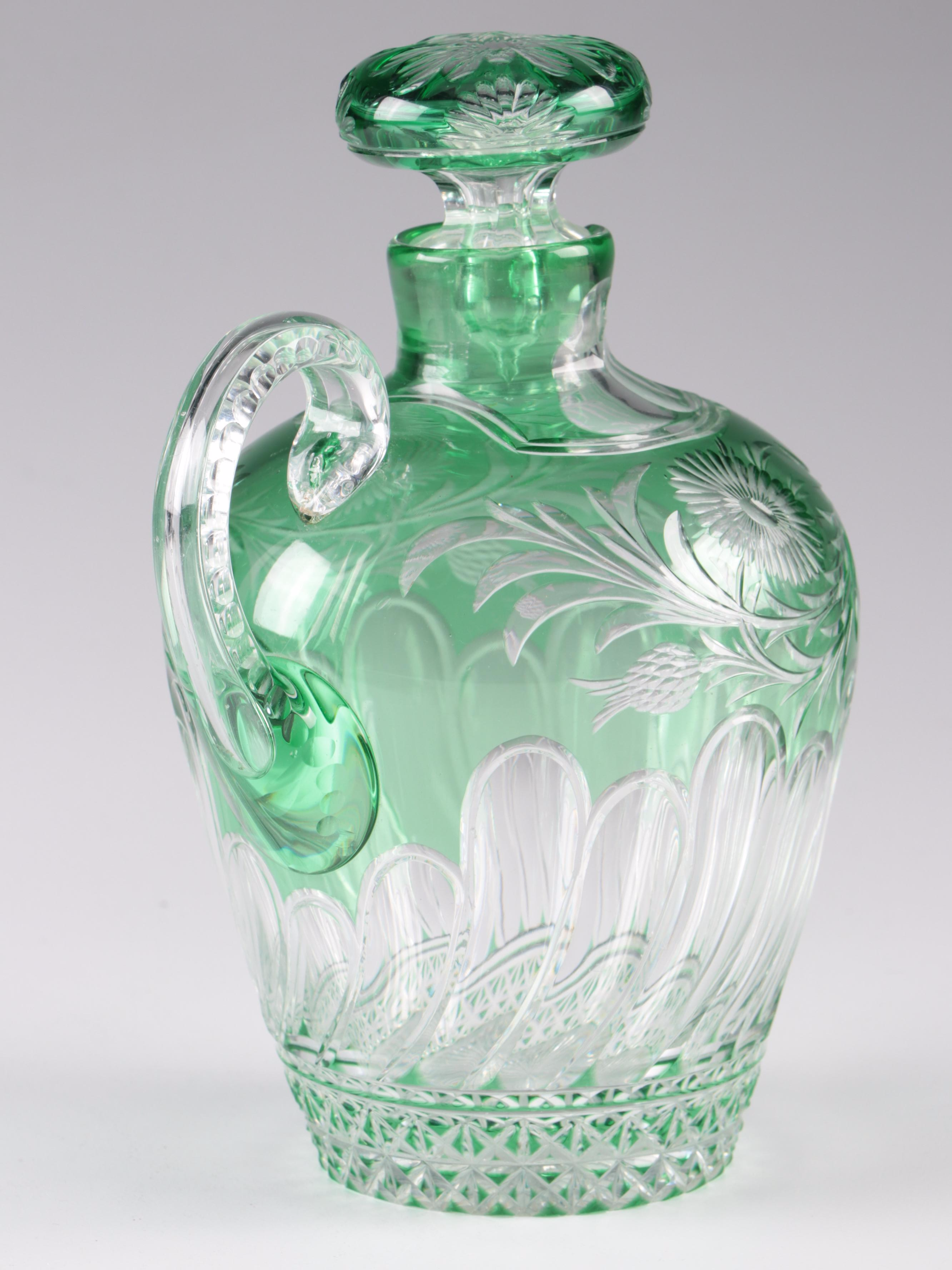 Stevens & Williams Brilliant Period Emerald Cut to Clear Glass Jug