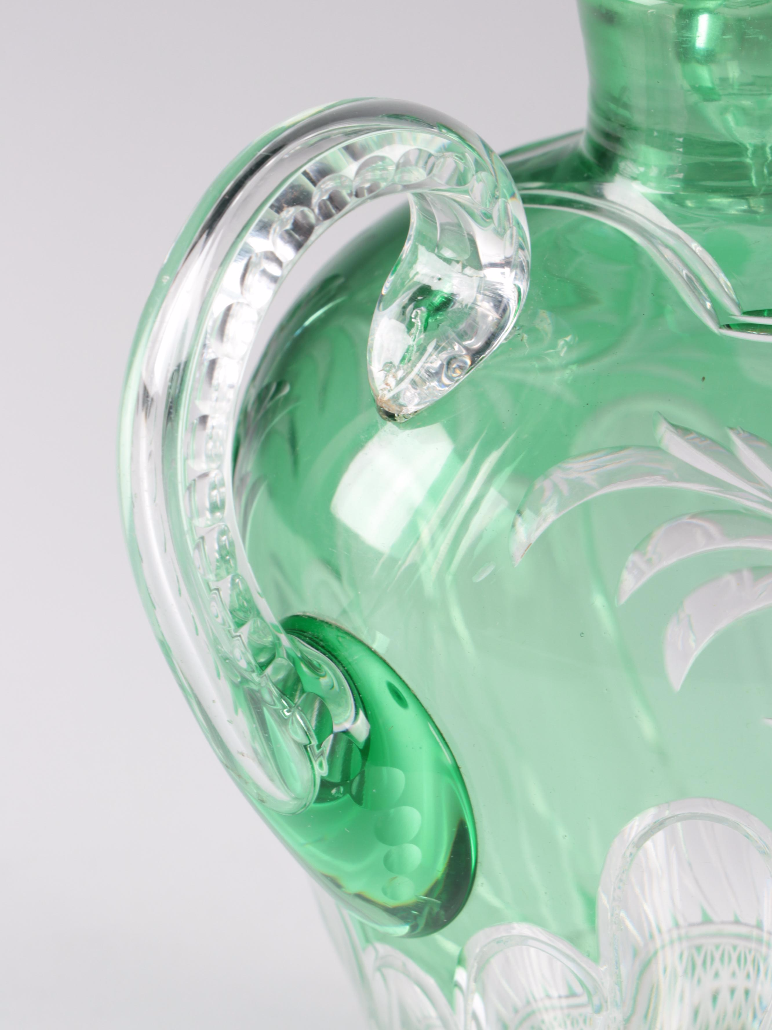 Stevens & Williams Brilliant Period Emerald Cut to Clear Glass Jug