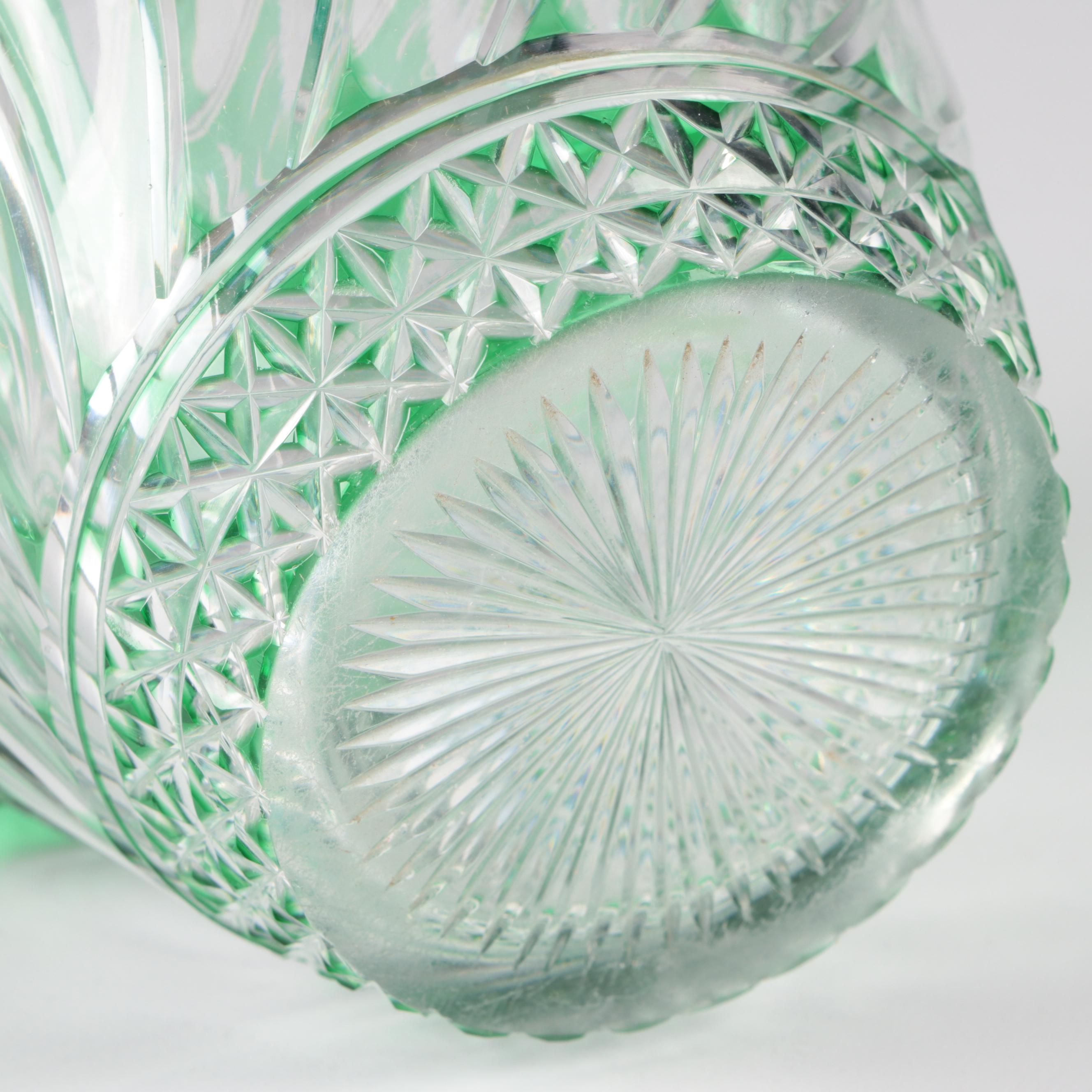 Stevens & Williams Brilliant Period Emerald Cut to Clear Glass Jug