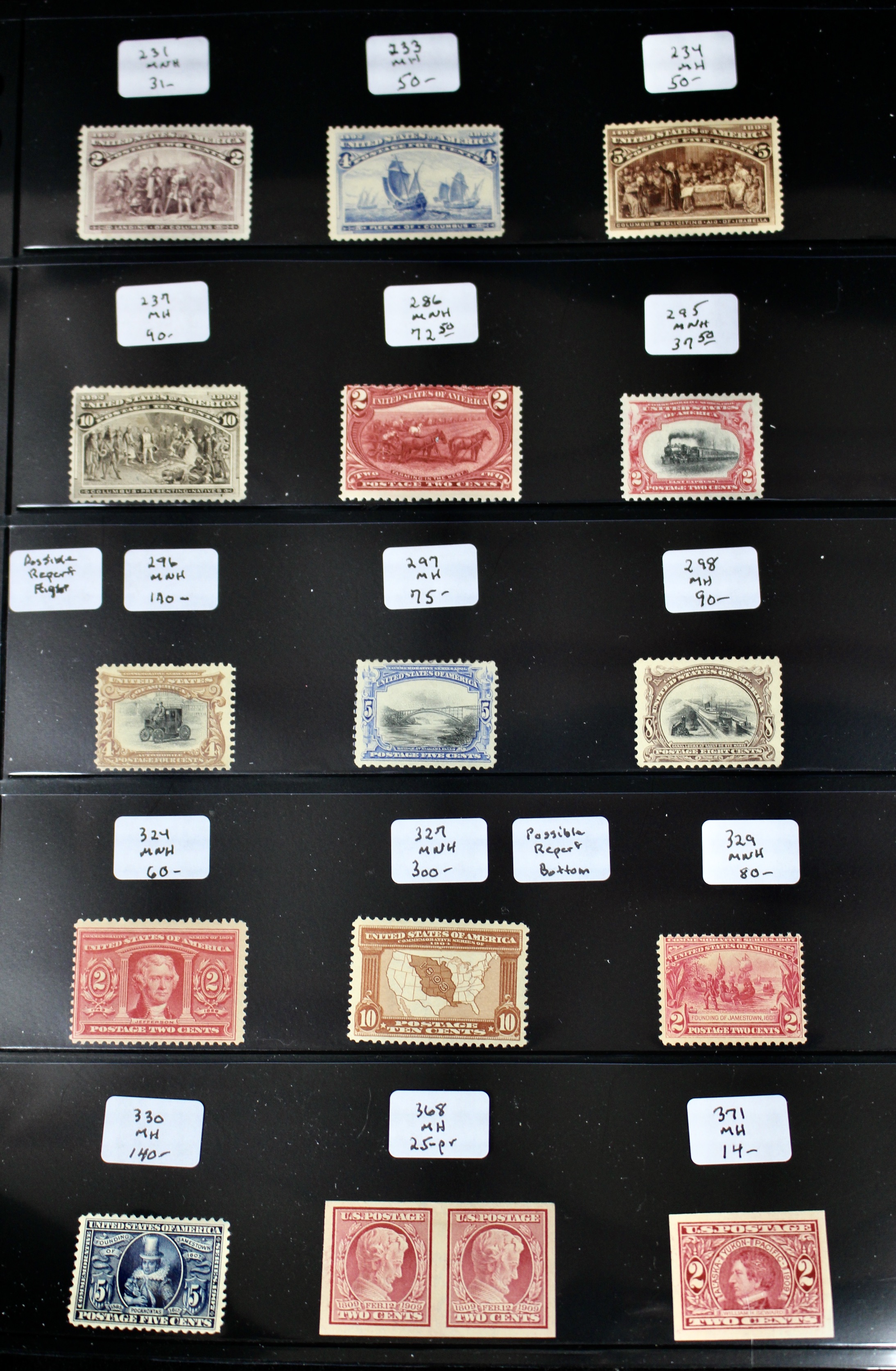 Sixteen Mint Condition Early U.S. Postage Stamps