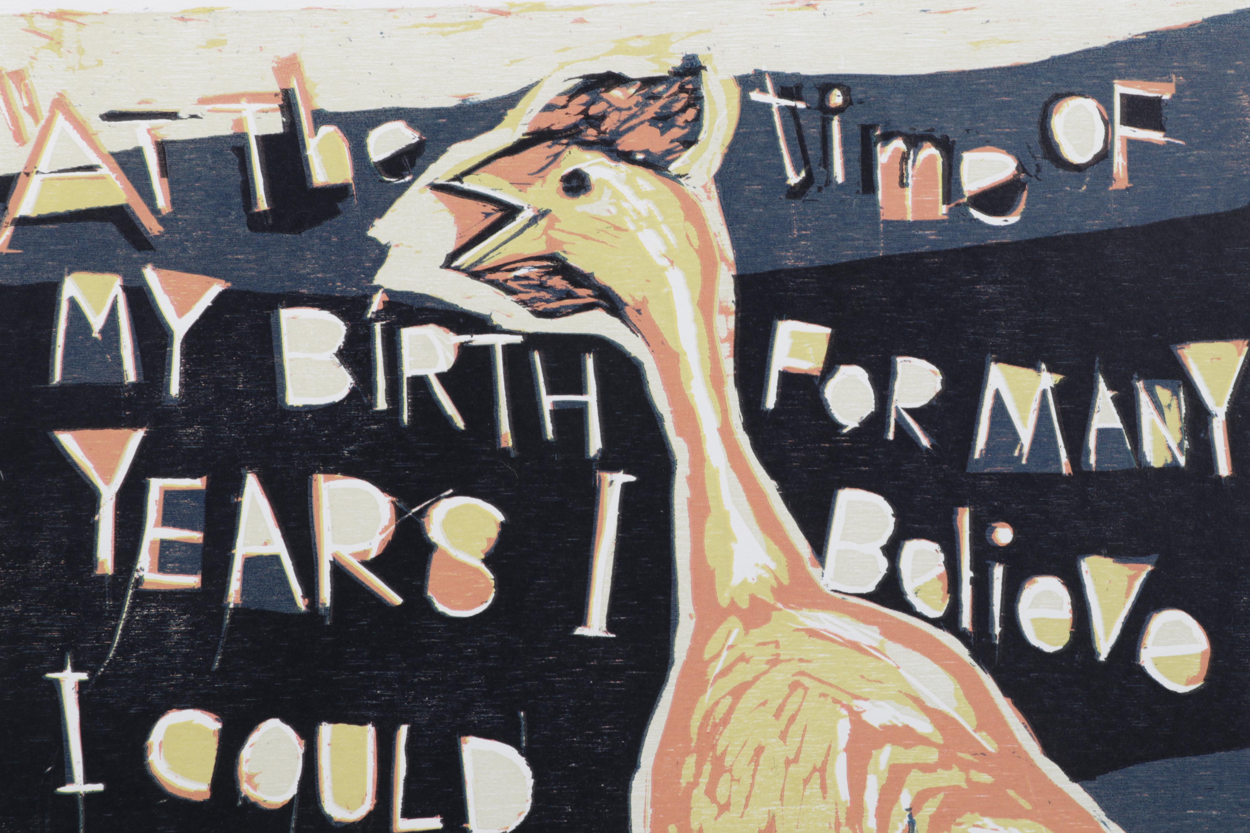 Sidney Chafetz Mishima Yukio Woodcut "The Quote," 1987