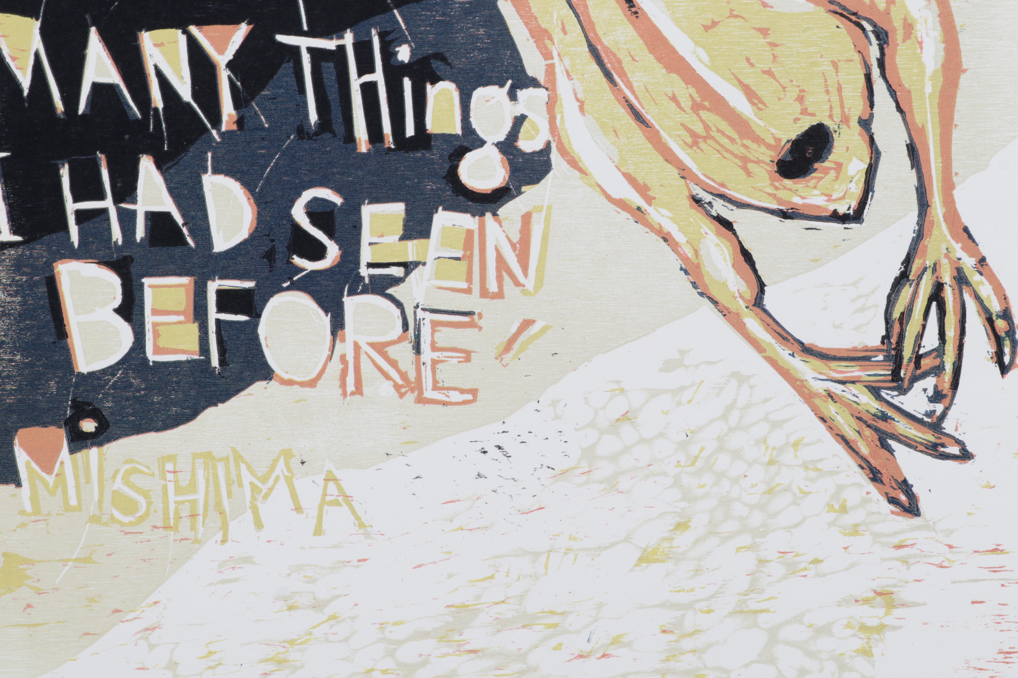 Sidney Chafetz Mishima Yukio Woodcut "The Quote," 1987