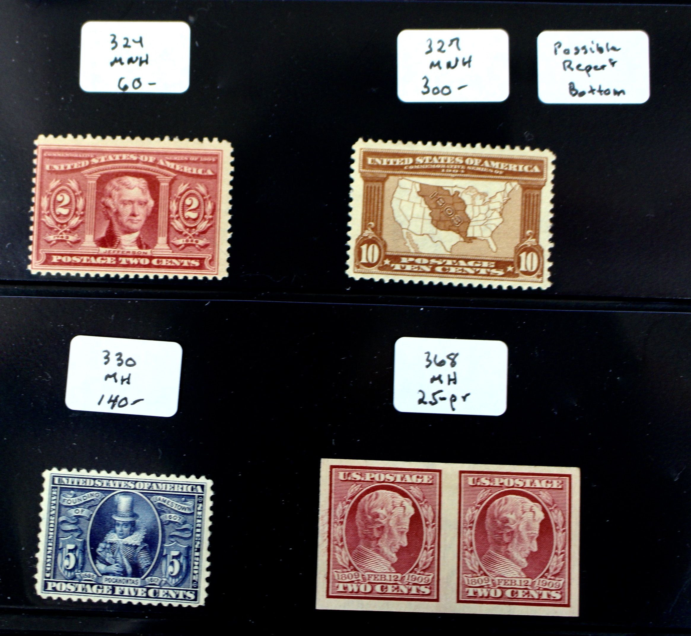 Sixteen Mint Condition Early U.S. Postage Stamps