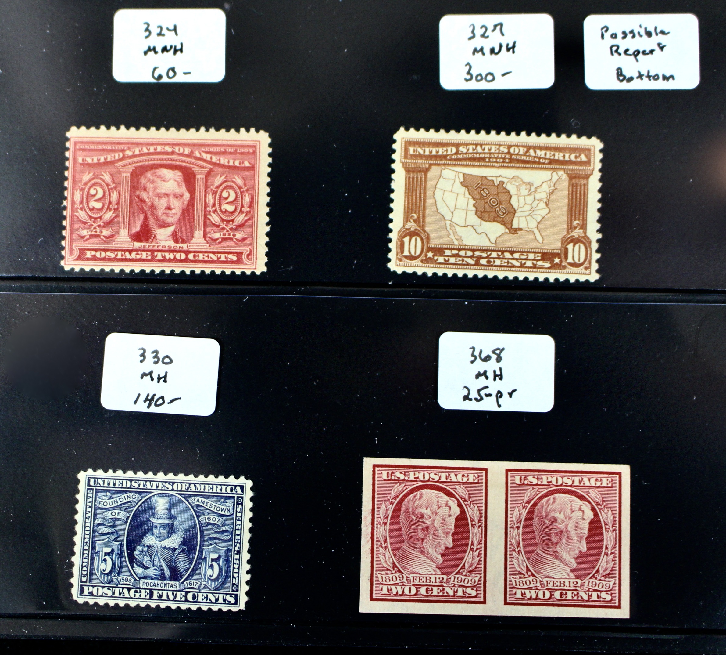 Sixteen Mint Condition Early U.S. Postage Stamps