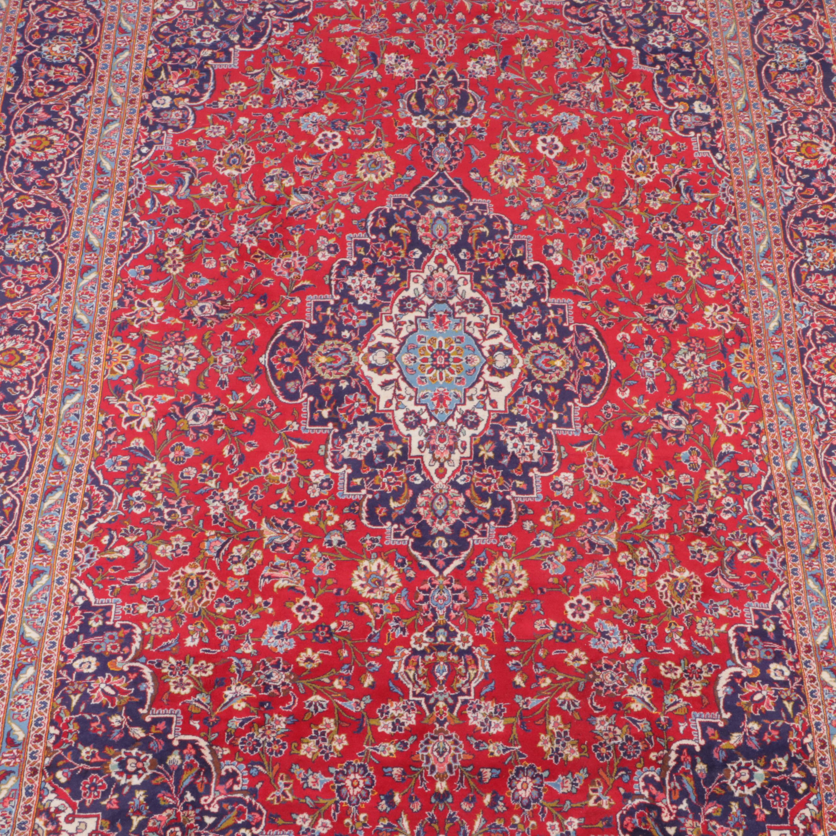 9'8 x 16'4 Hand-Knotted Persian Kashan Room Sized Rug