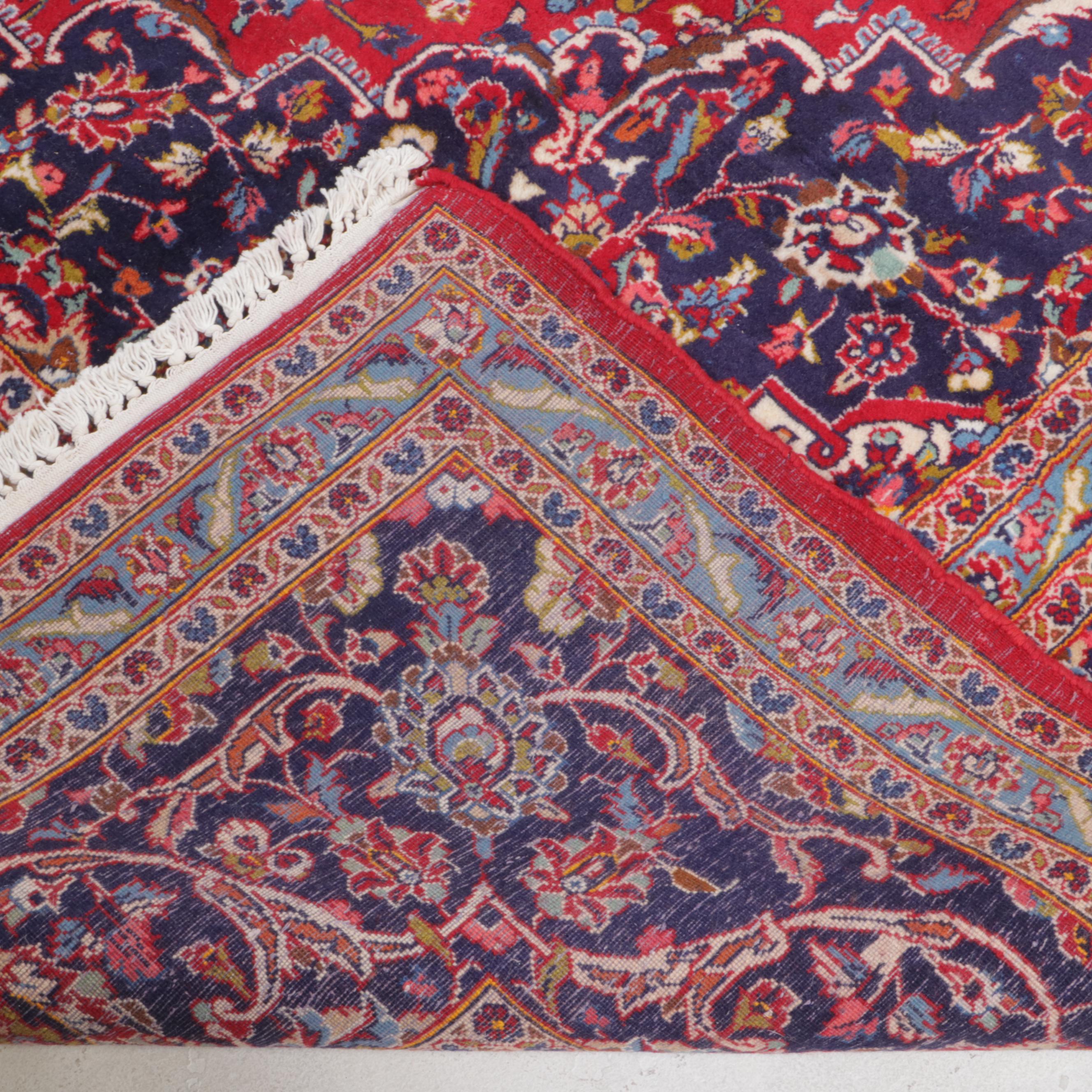 9'8 x 16'4 Hand-Knotted Persian Kashan Room Sized Rug