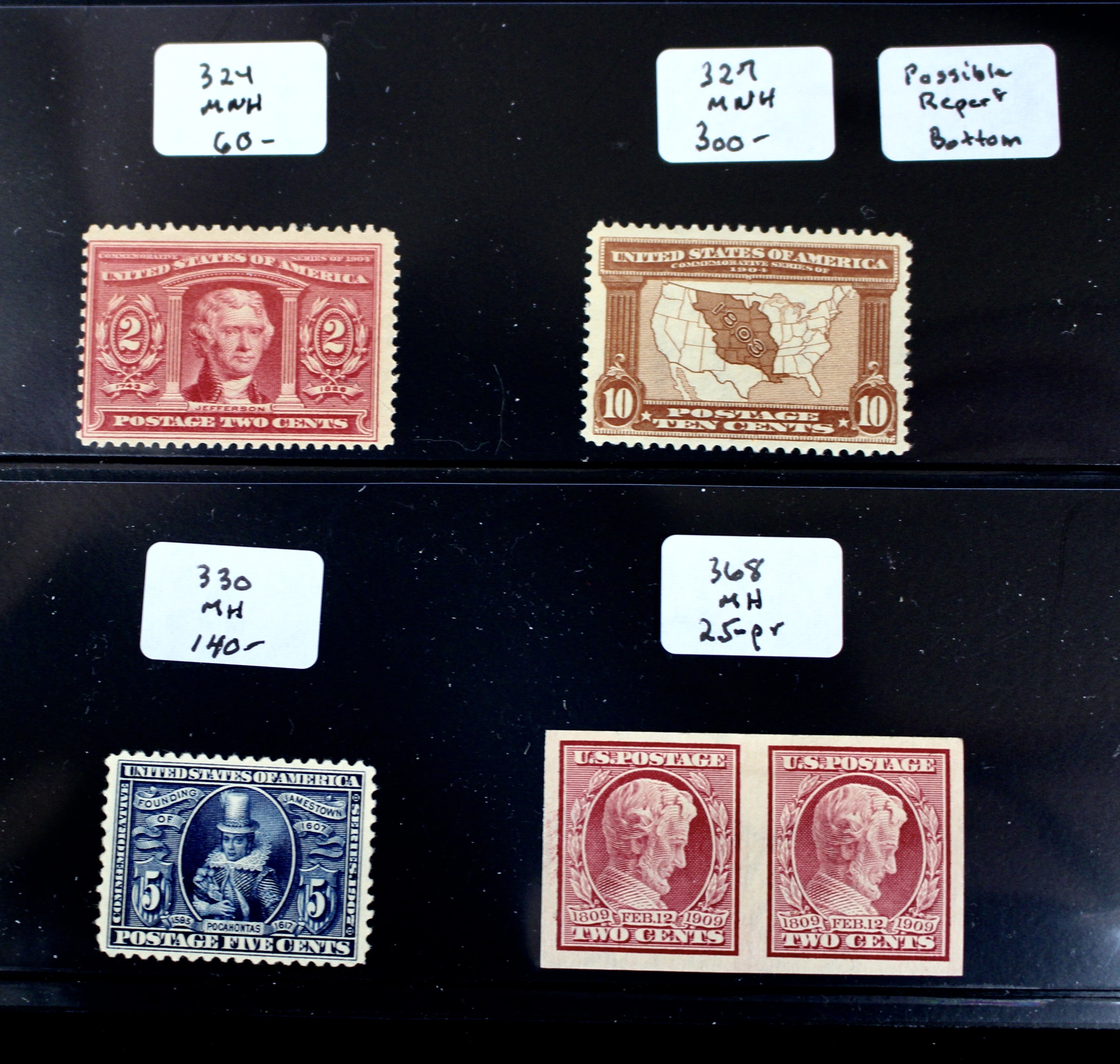 Sixteen Mint Condition Early U.S. Postage Stamps