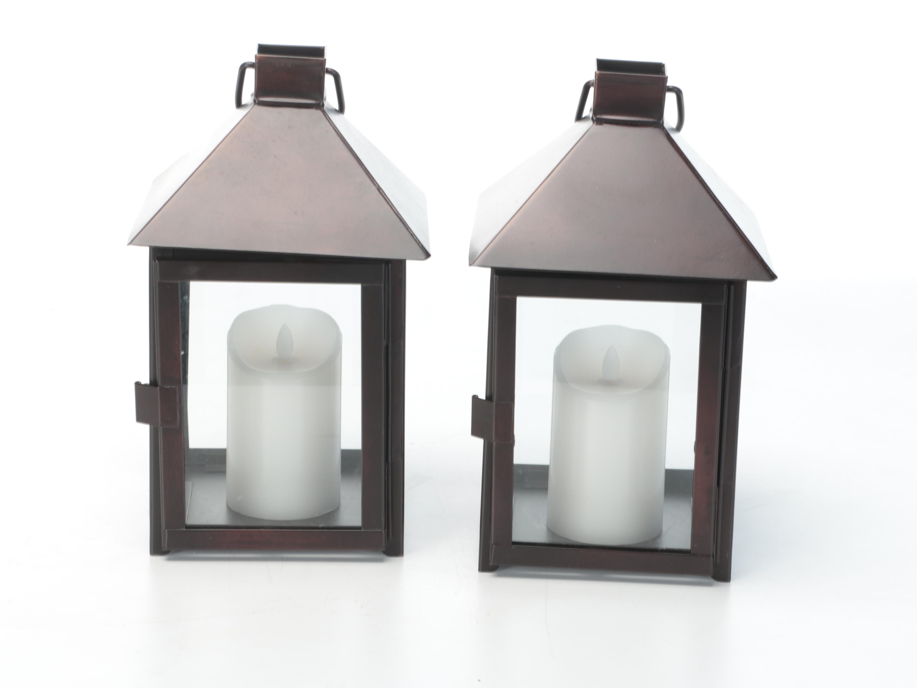 Crate & Barrel "Knox" and Other Metal Lanterns with Electric Candles