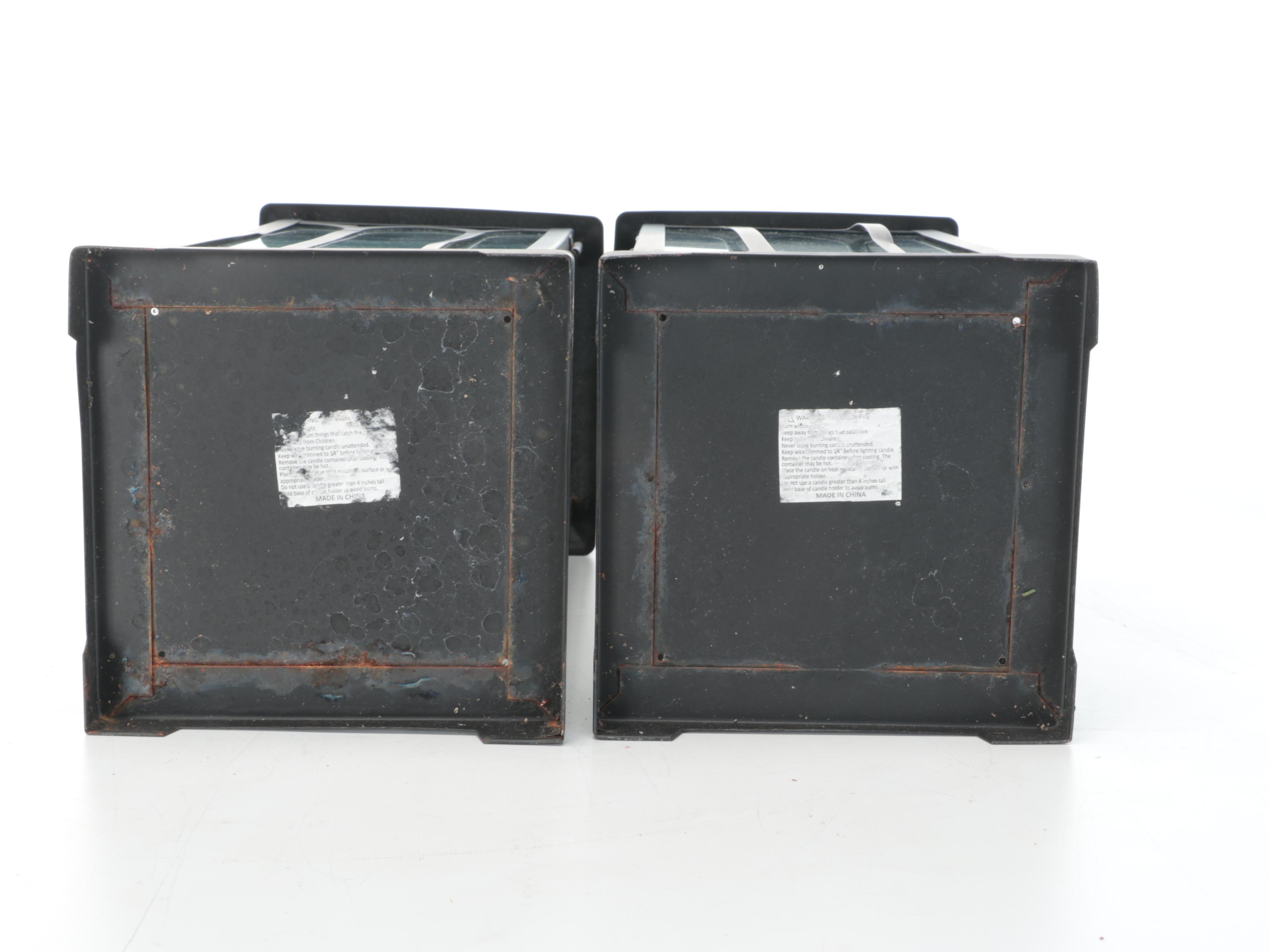 Crate & Barrel "Knox" and Other Metal Lanterns with Electric Candles