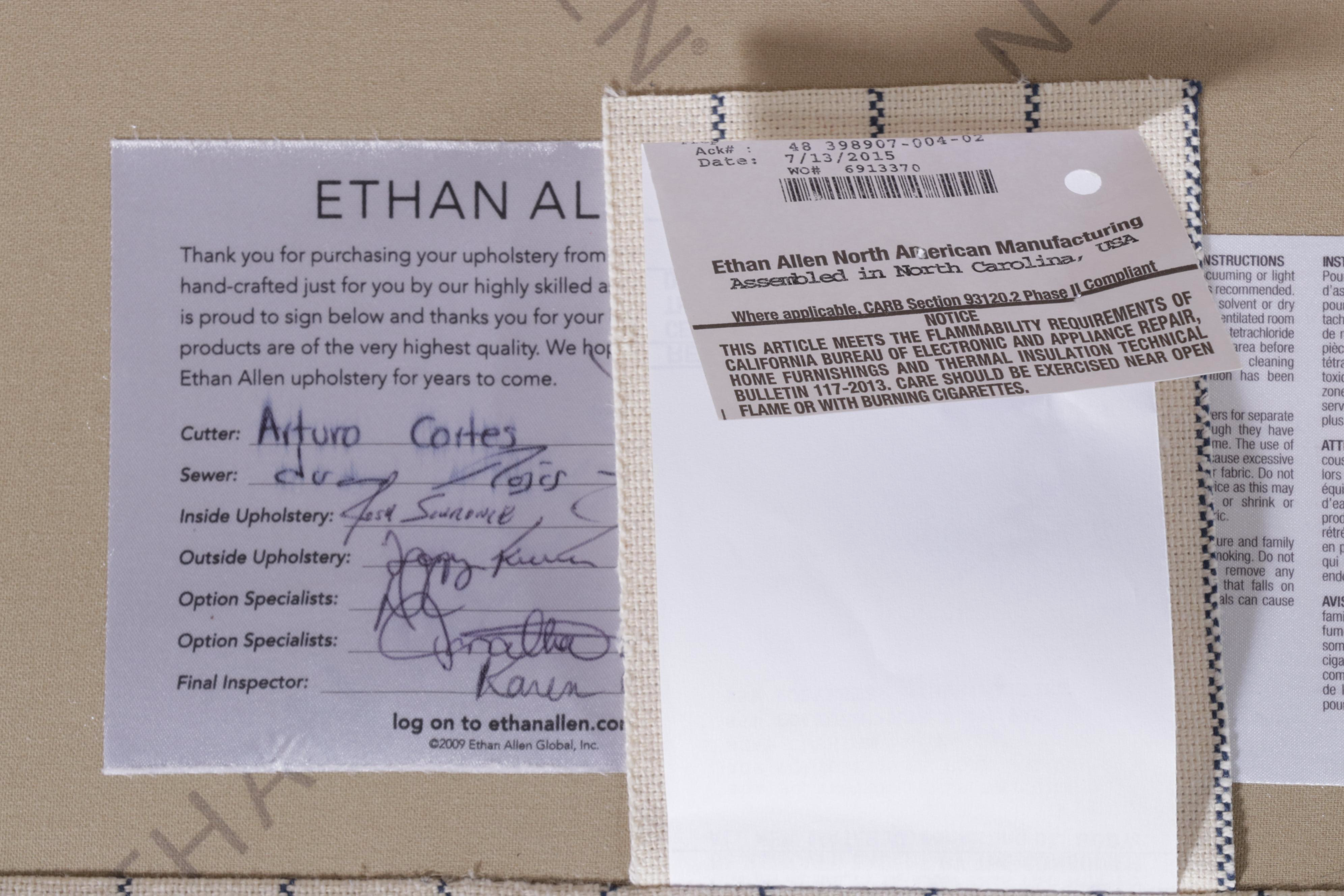 Pair of Ethan Allen "Baldwin" Ticking Stripe Slipper Lounge Chairs