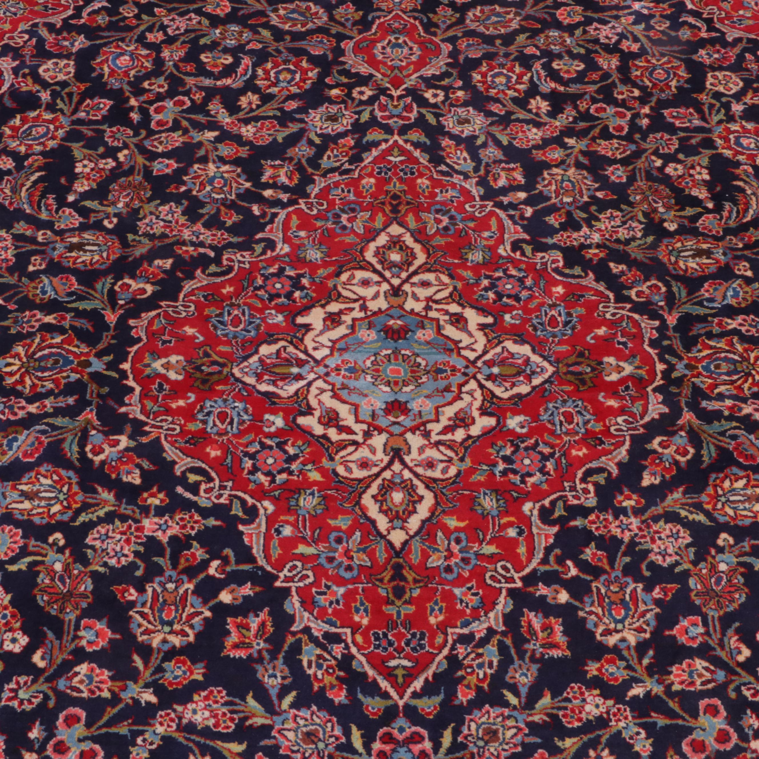 9'9 x 13'3 Hand-Knotted Persian Kashan Room Sized Rug