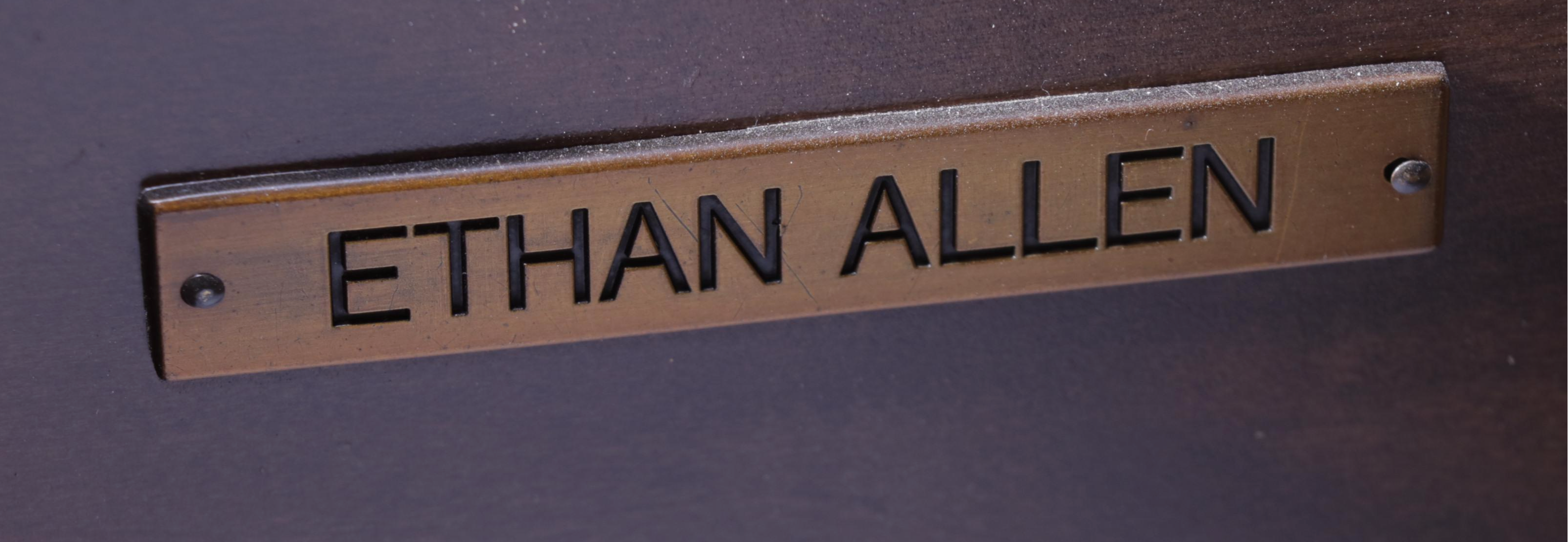 Ethan Allen "Stratton" Glossy Black Demilune Chest With Metallic Paint Accents