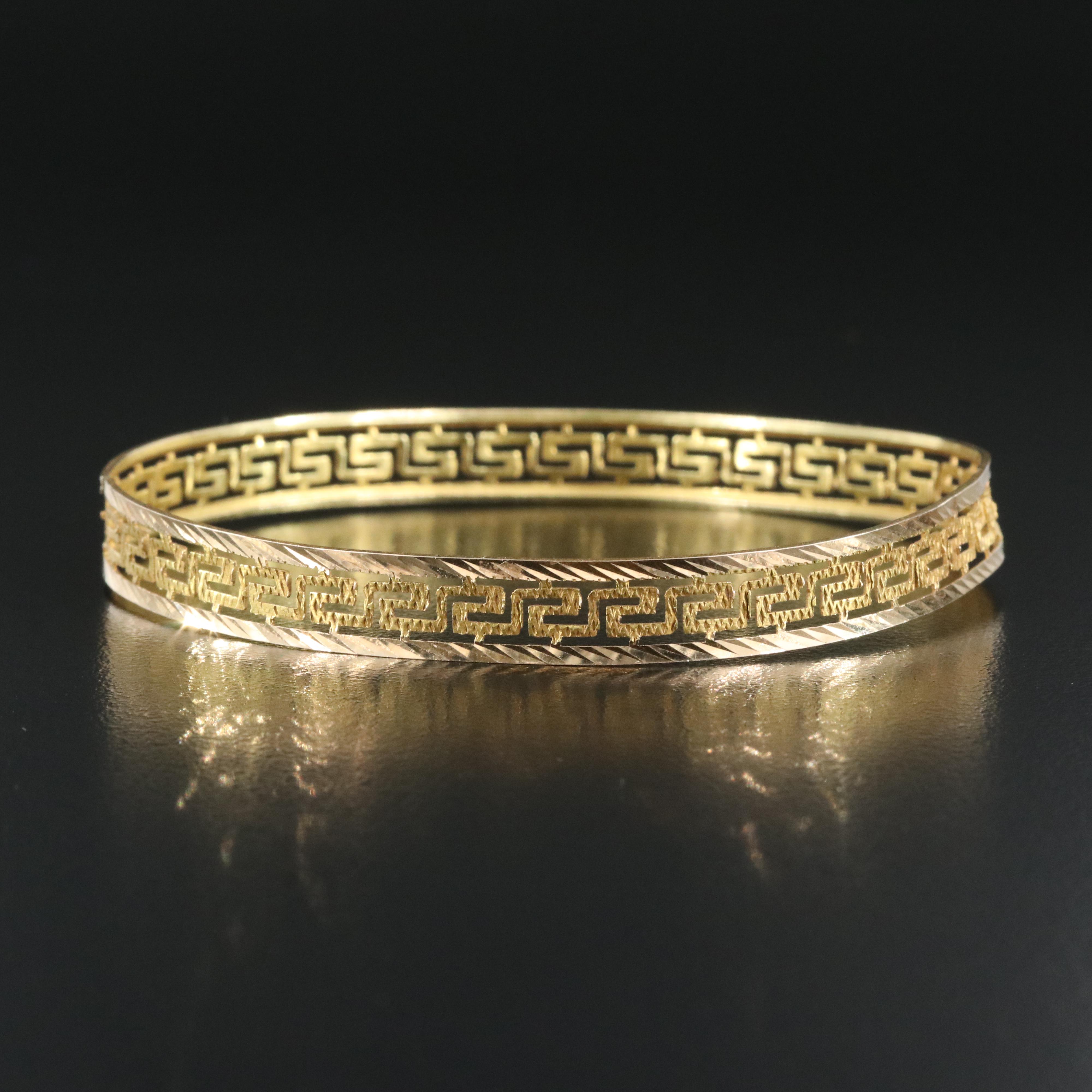 14K Greek Key Bangle