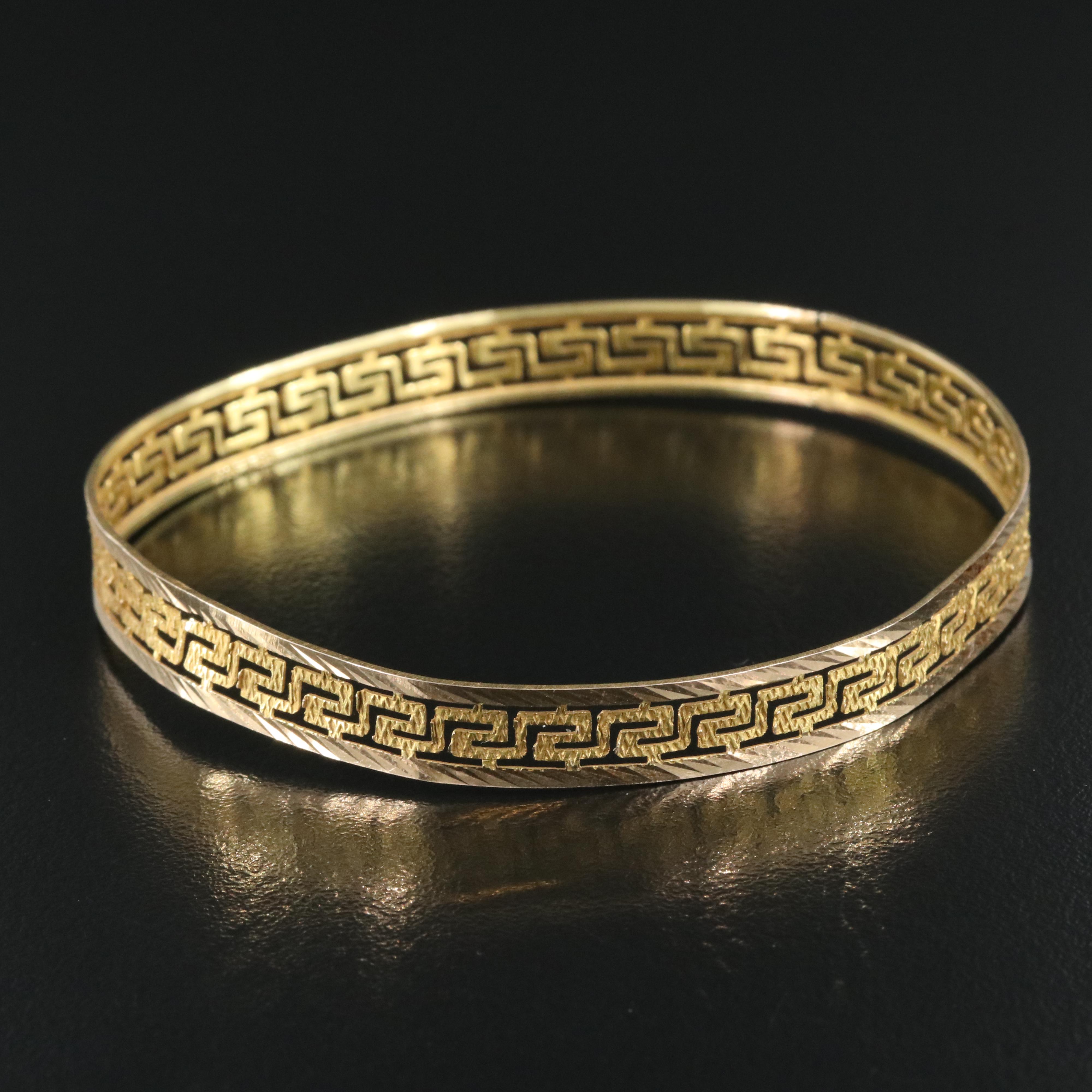 14K Greek Key Bangle