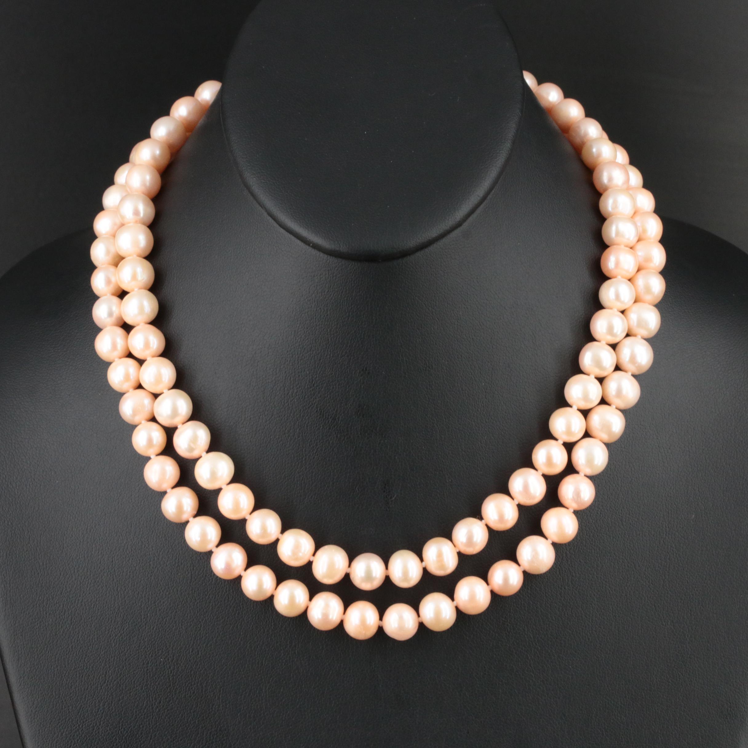 Opera Length Pearl Necklace with 14K Clasp