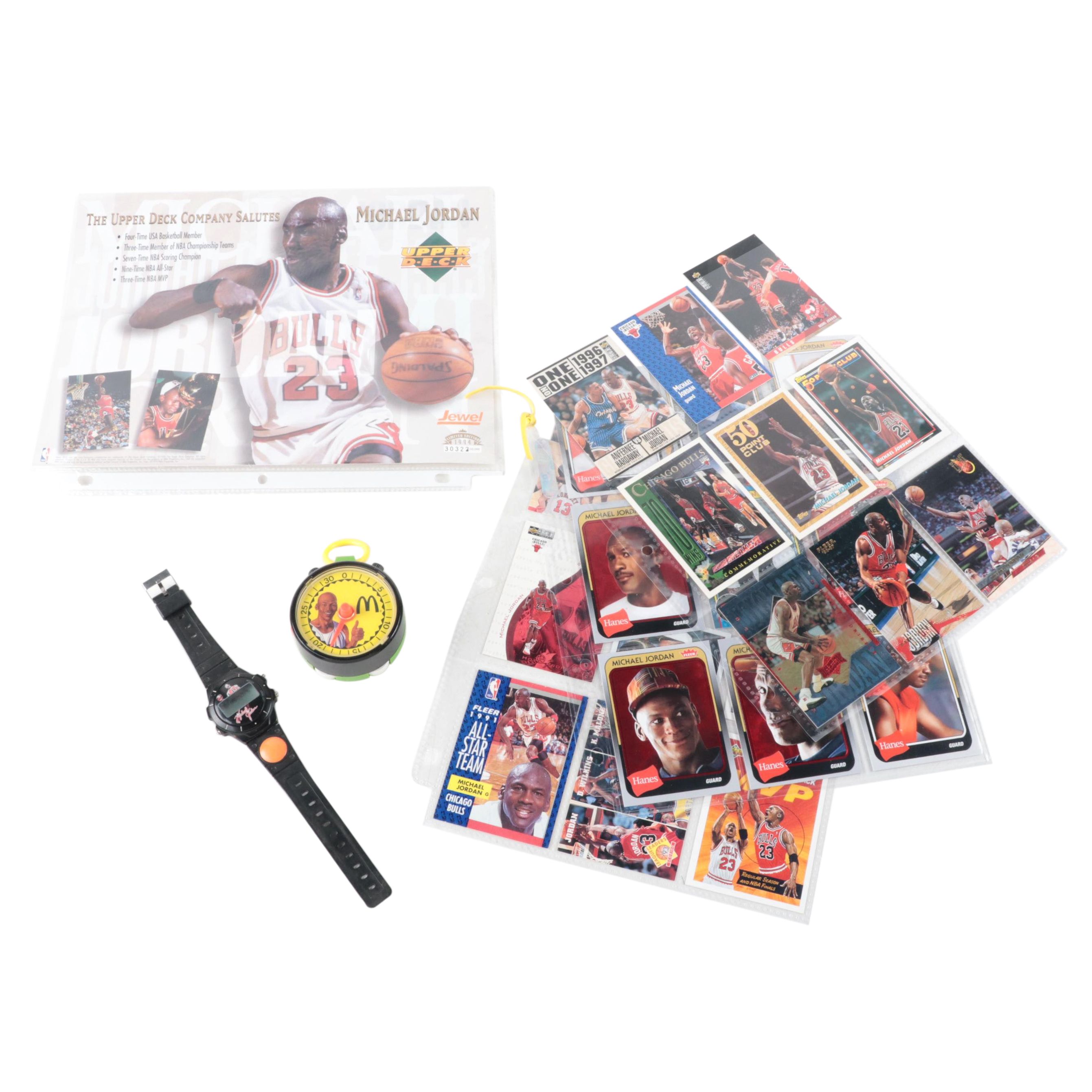 Fleer, More Jordan Basketball Cards with McDonald's Stopwatch, Wilson Watch