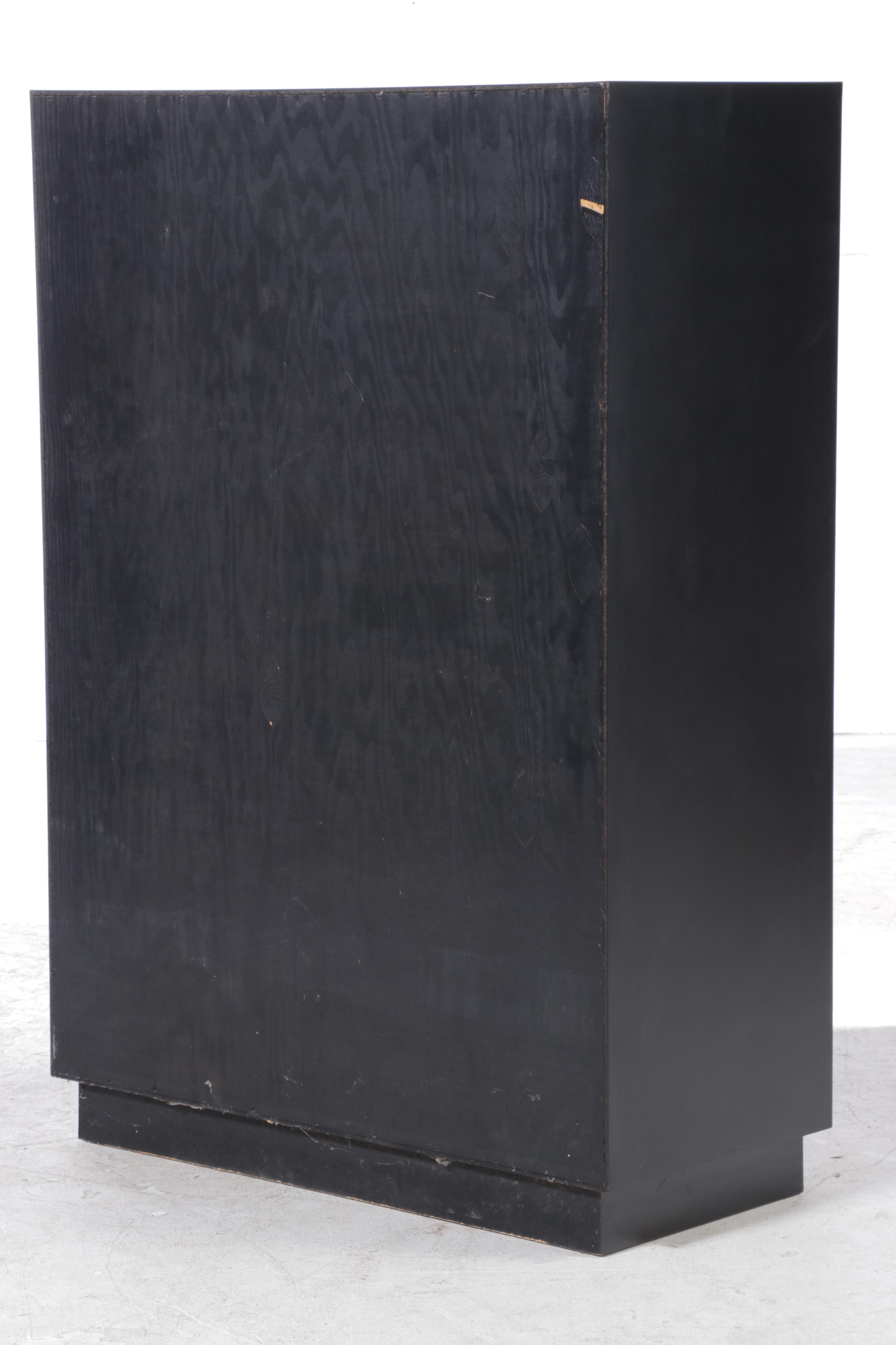 Modern Burl and Ebonized Wooden Eight-Drawer Tall Chest