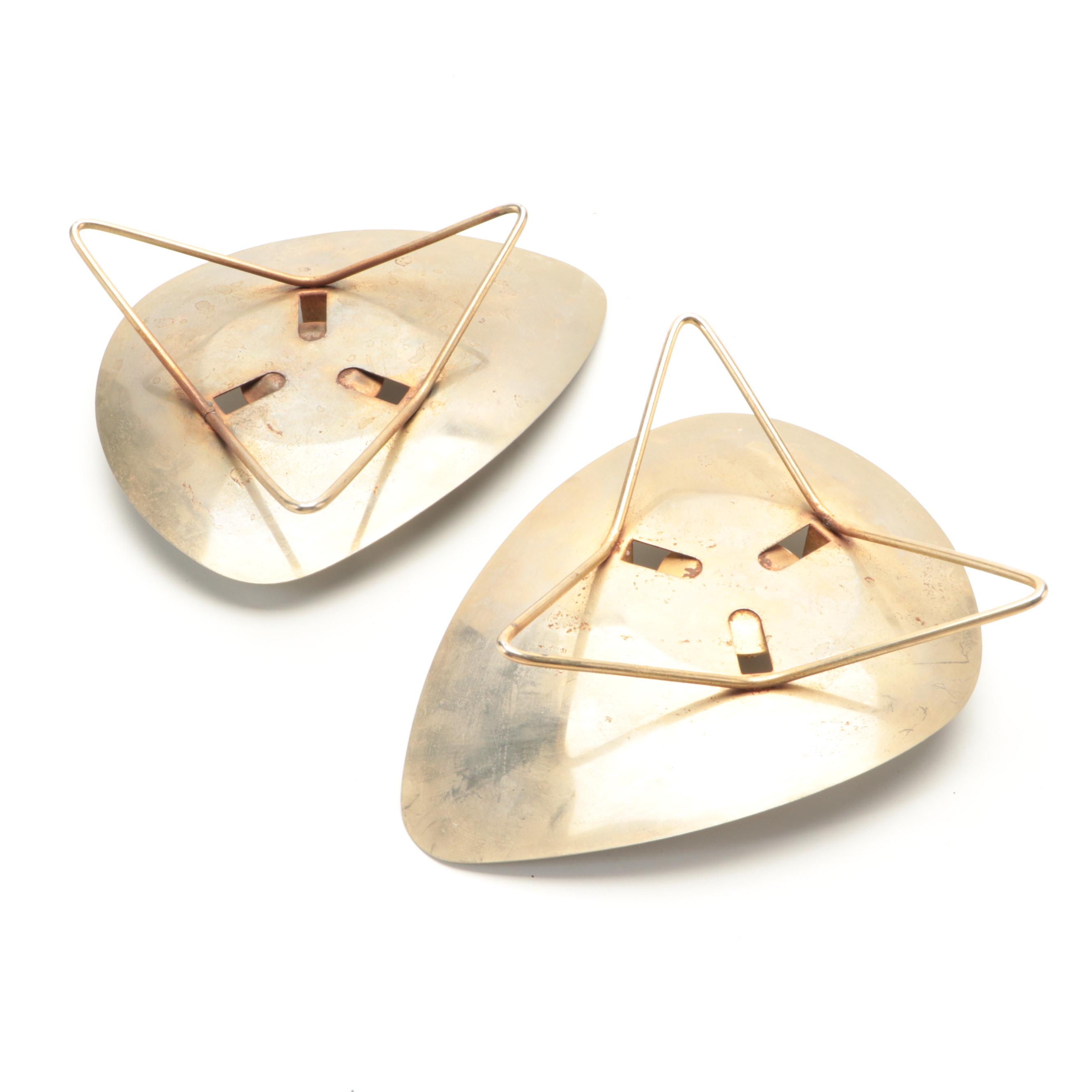 Mid Century Modern Metal Candle Holders with Stained Glass Votive and Candles