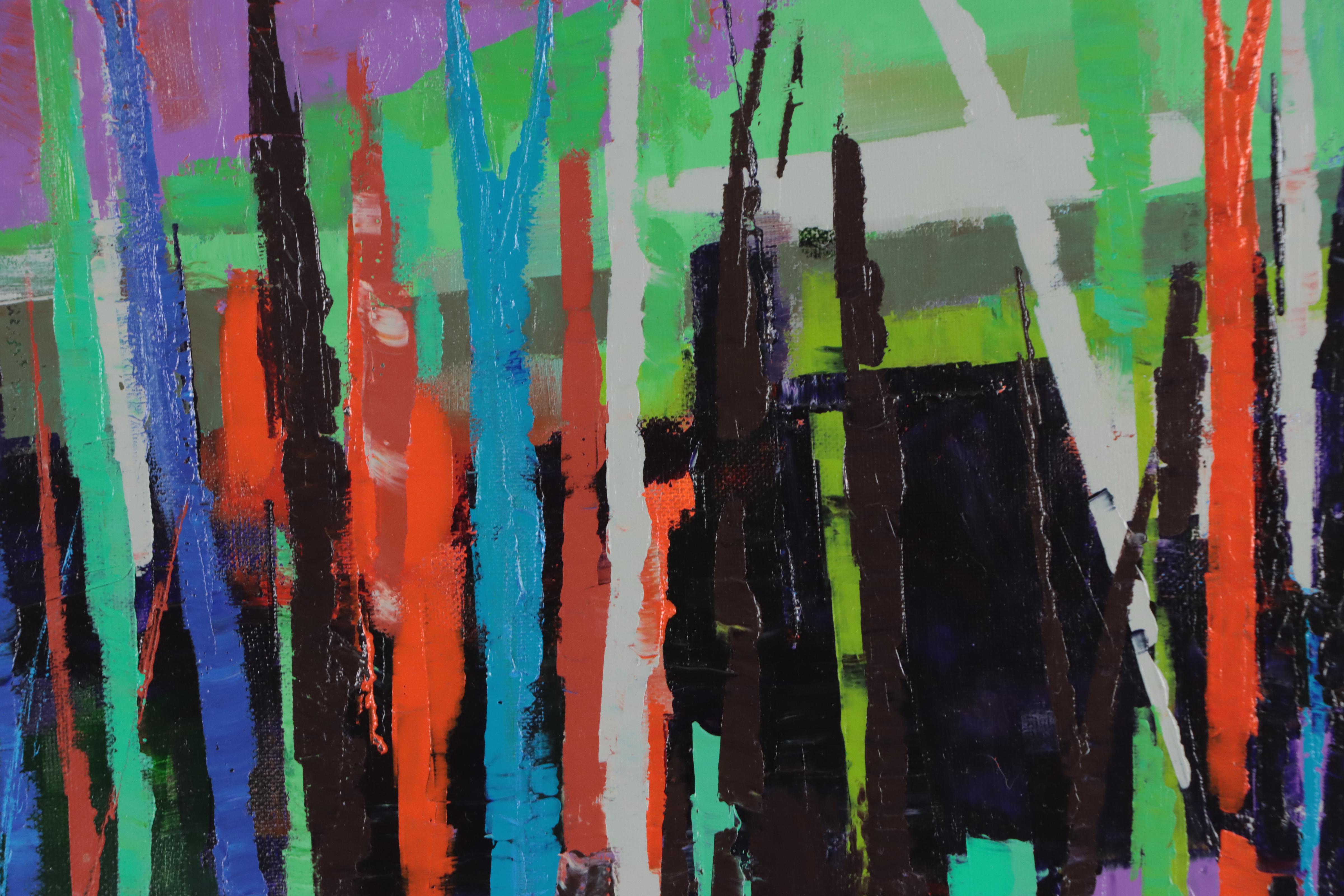 Sanna Abstract Acrylic Painting "Seeking Stillness," 21st Century