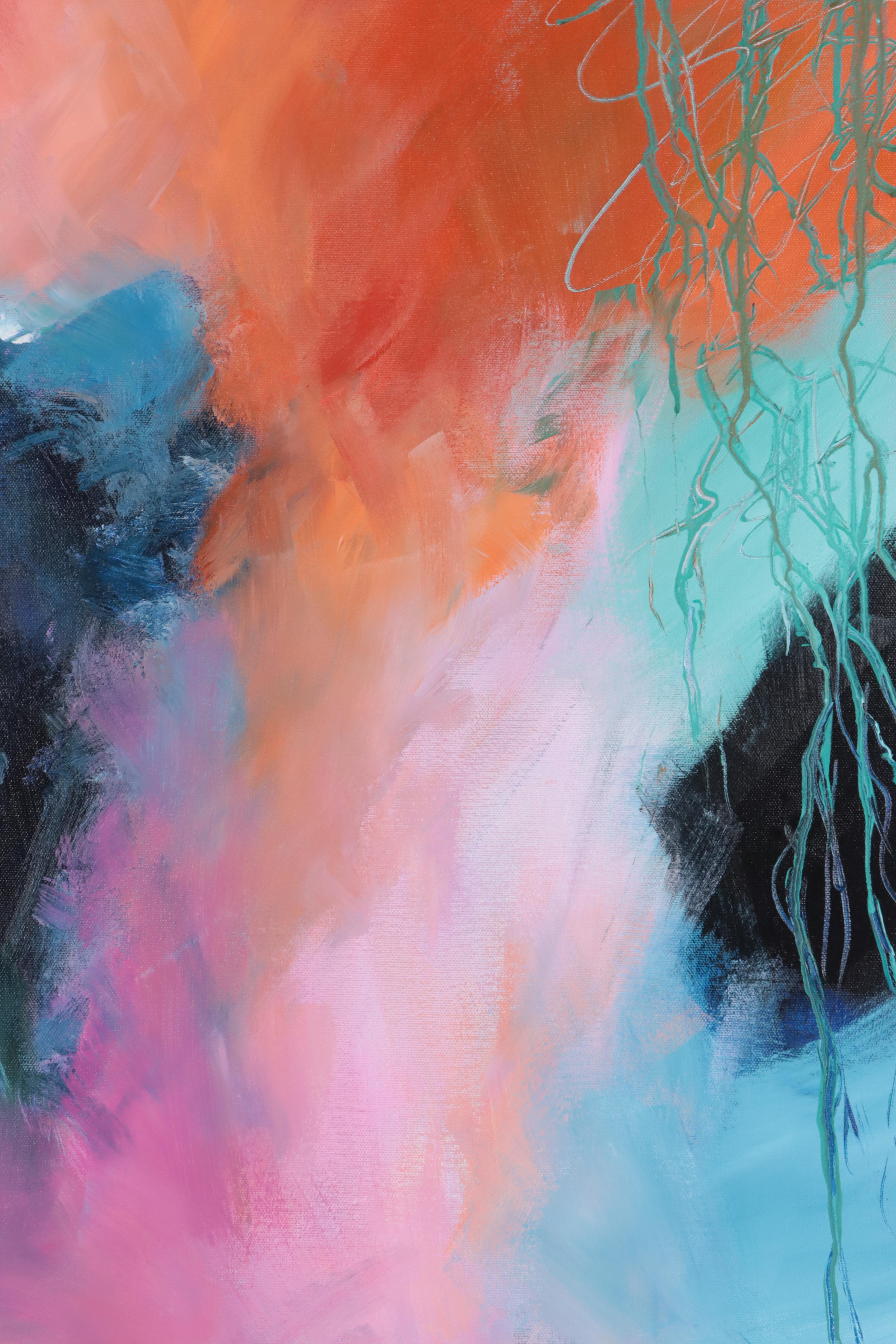 Sanna Abstract Acrylic Painting "Momentary Breath," 21st Century