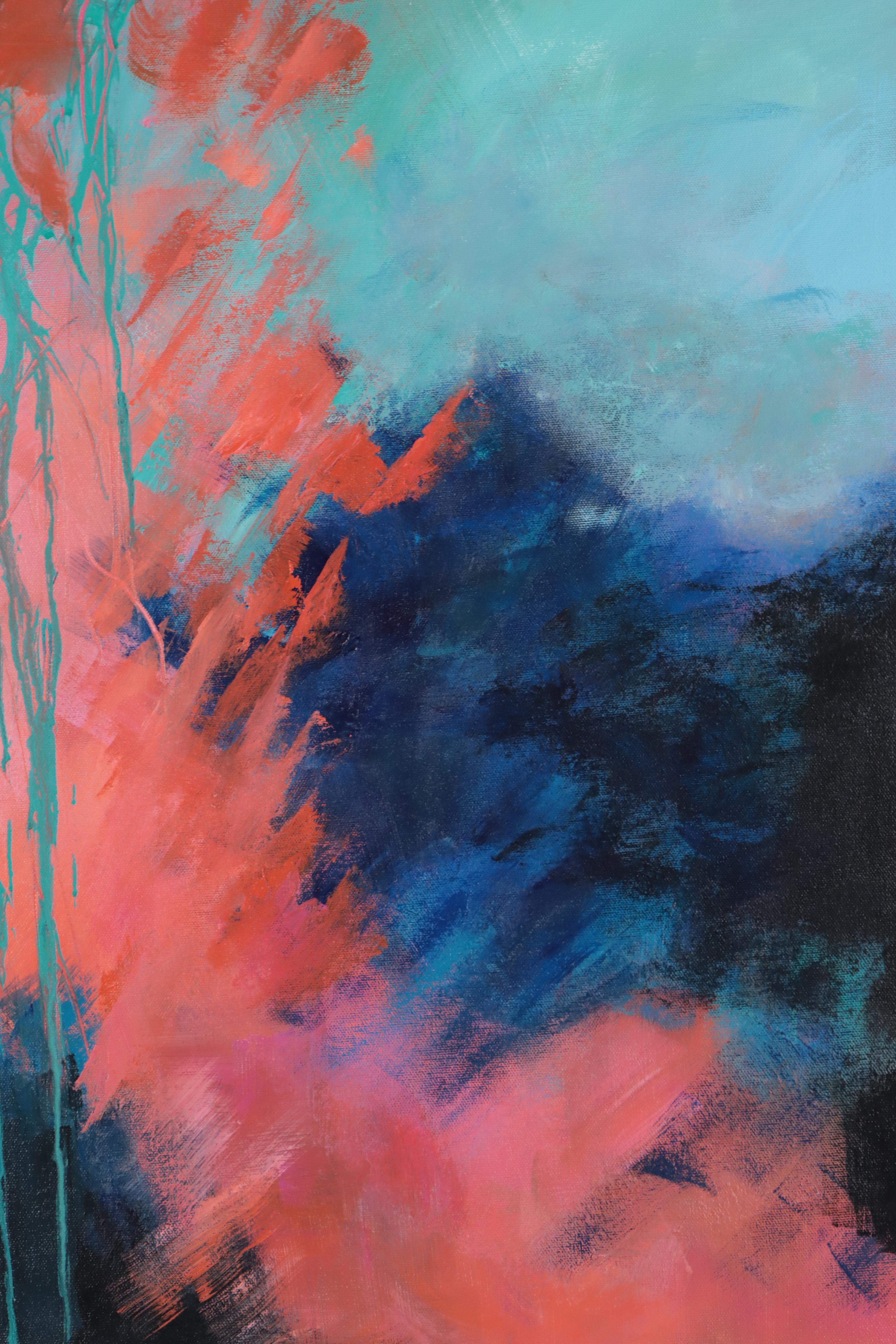 Sanna Abstract Acrylic Painting "Remembering to Breathe," 21st Century