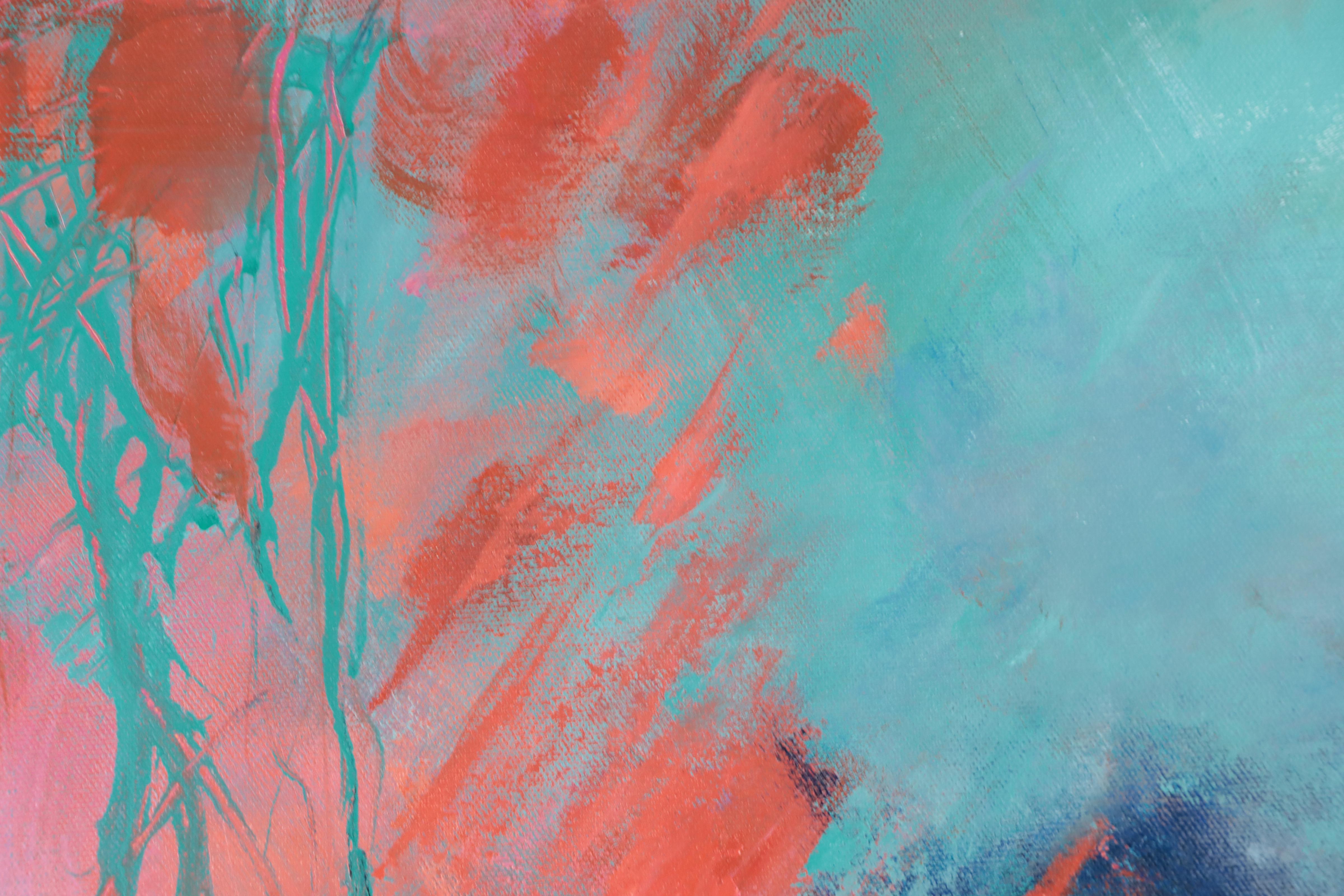 Sanna Abstract Acrylic Painting "Remembering to Breathe," 21st Century