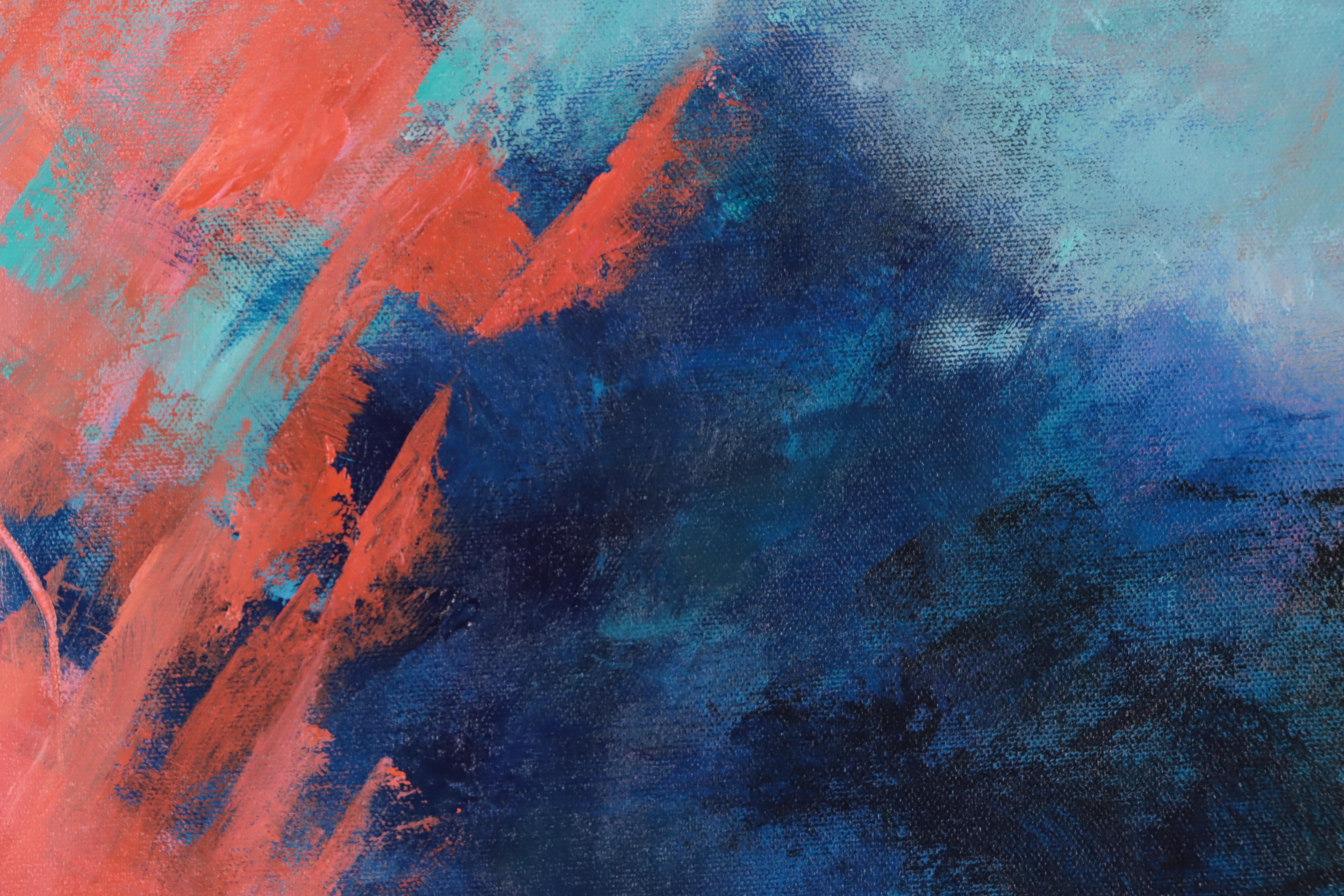 Sanna Abstract Acrylic Painting "Remembering to Breathe," 21st Century