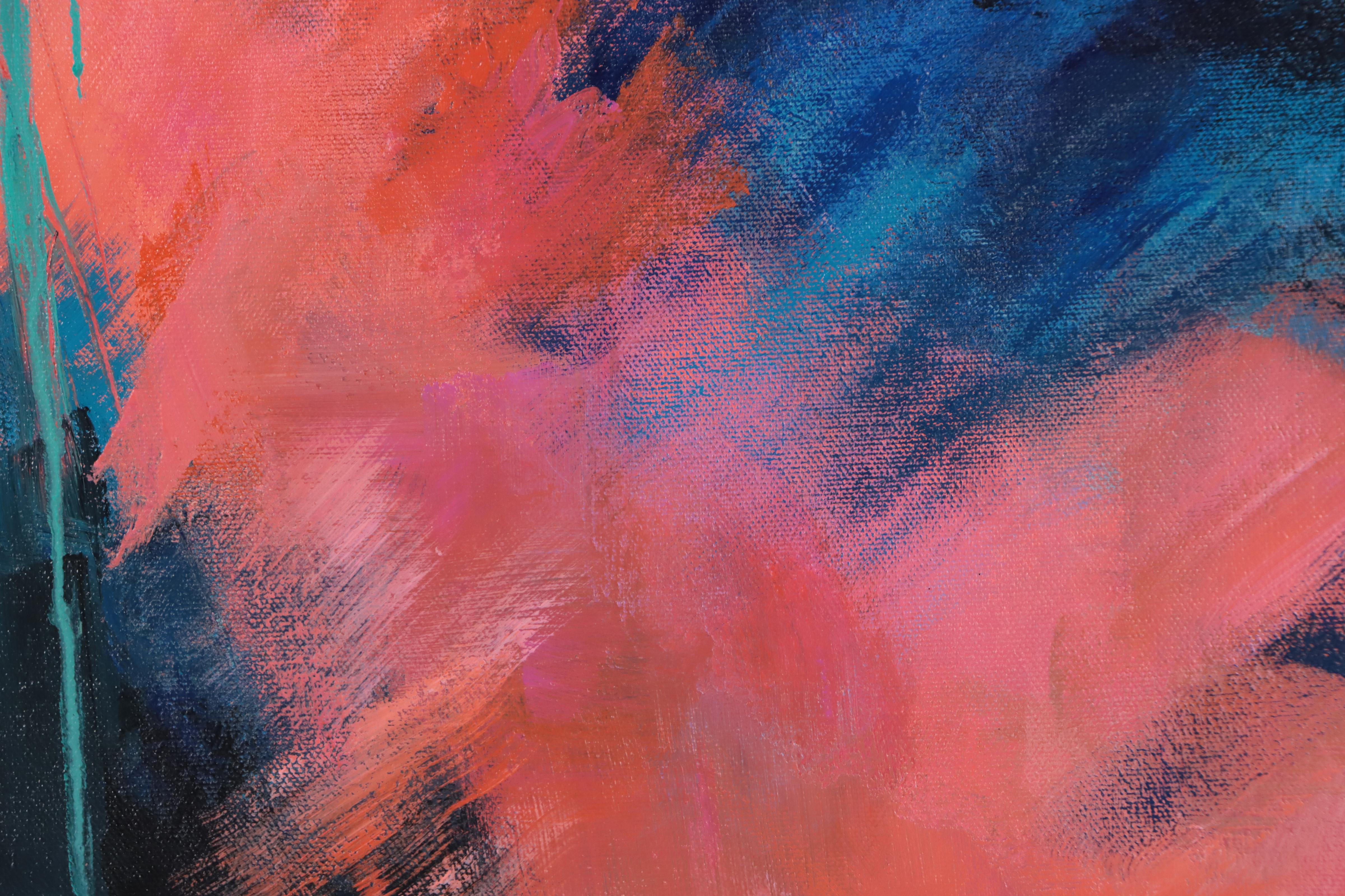 Sanna Abstract Acrylic Painting "Remembering to Breathe," 21st Century