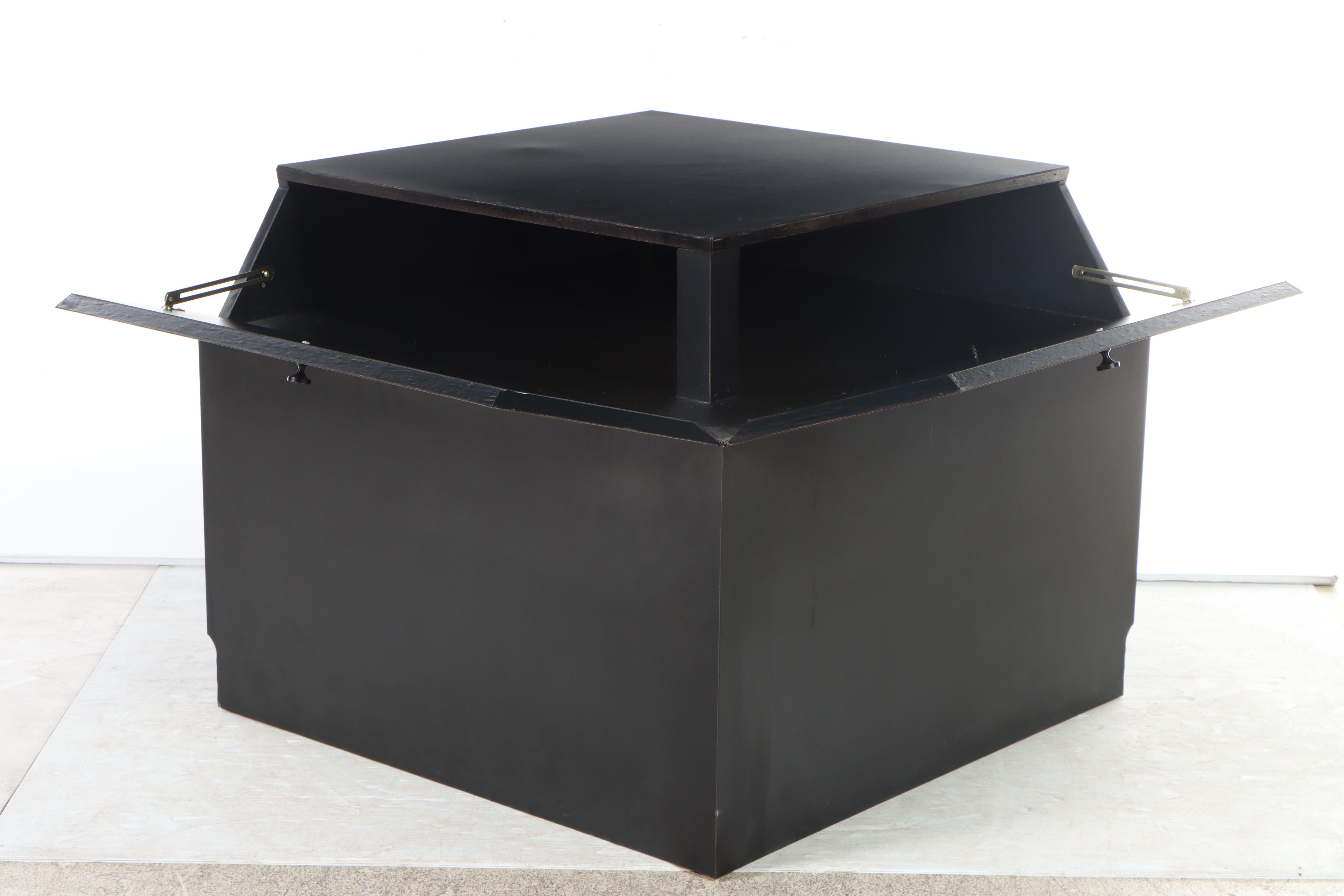 Modern Burl Wood and Ebonized Wooden End Table