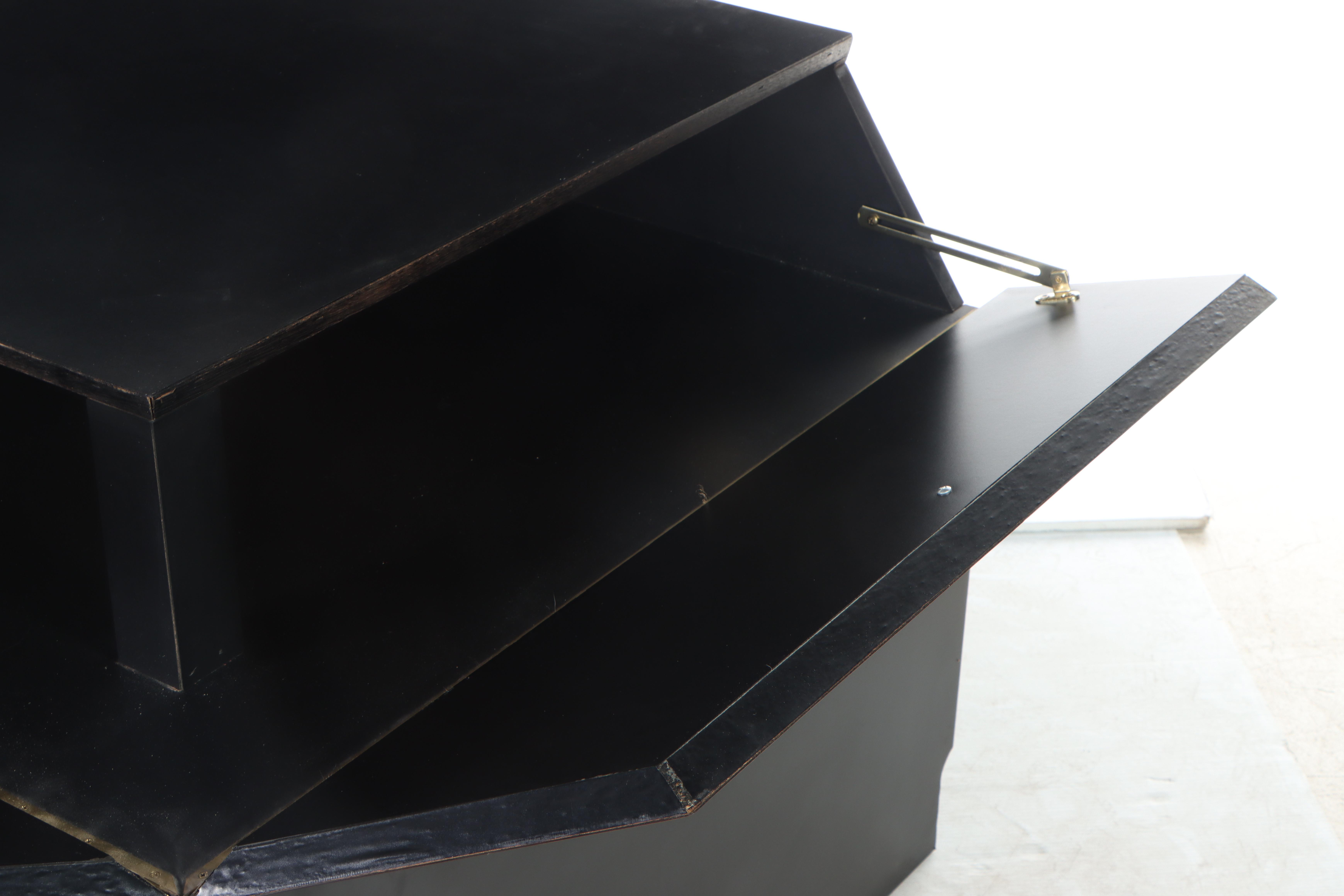 Modern Burl Wood and Ebonized Wooden End Table