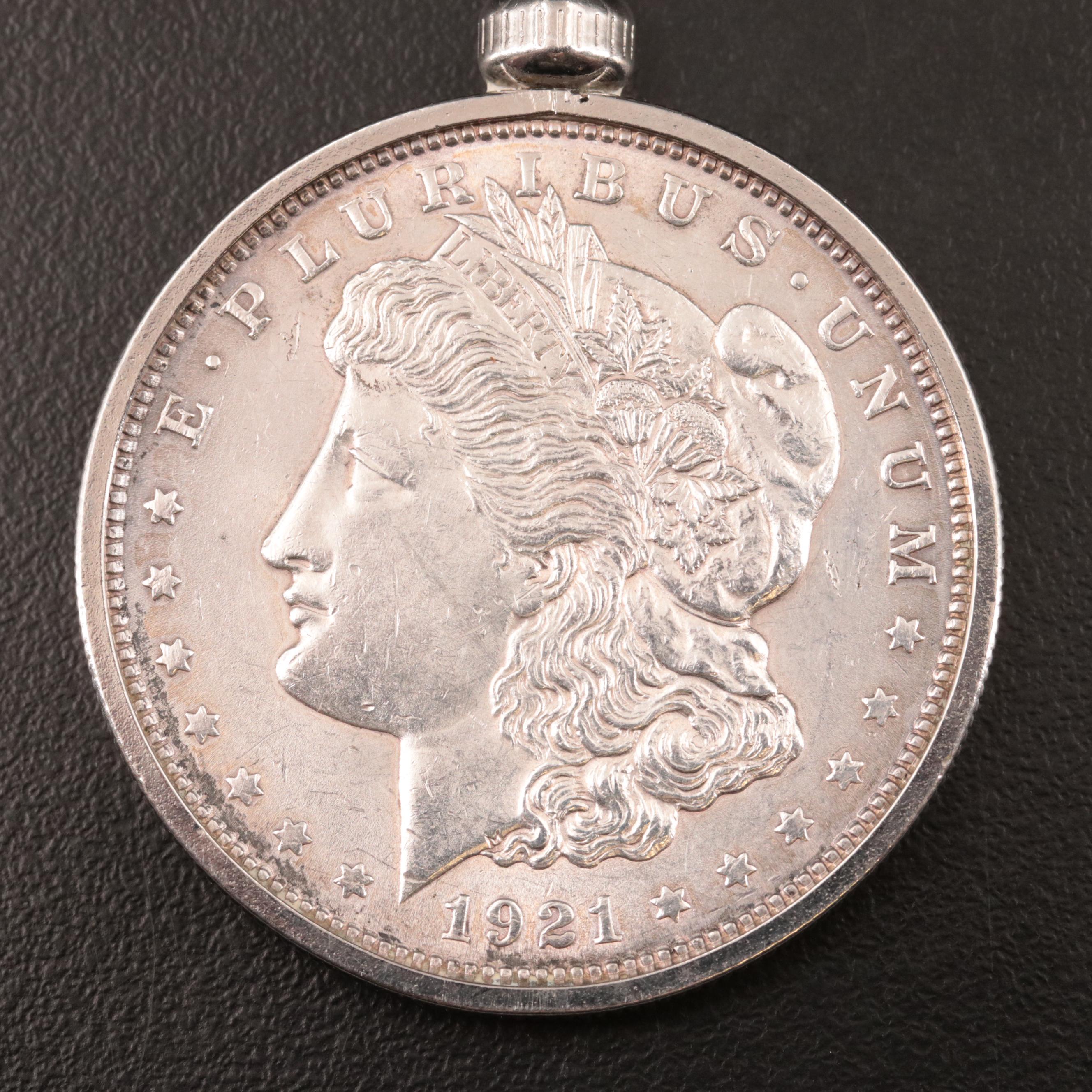 Framed 1921 Morgan Silver Dollar Coin Necklace